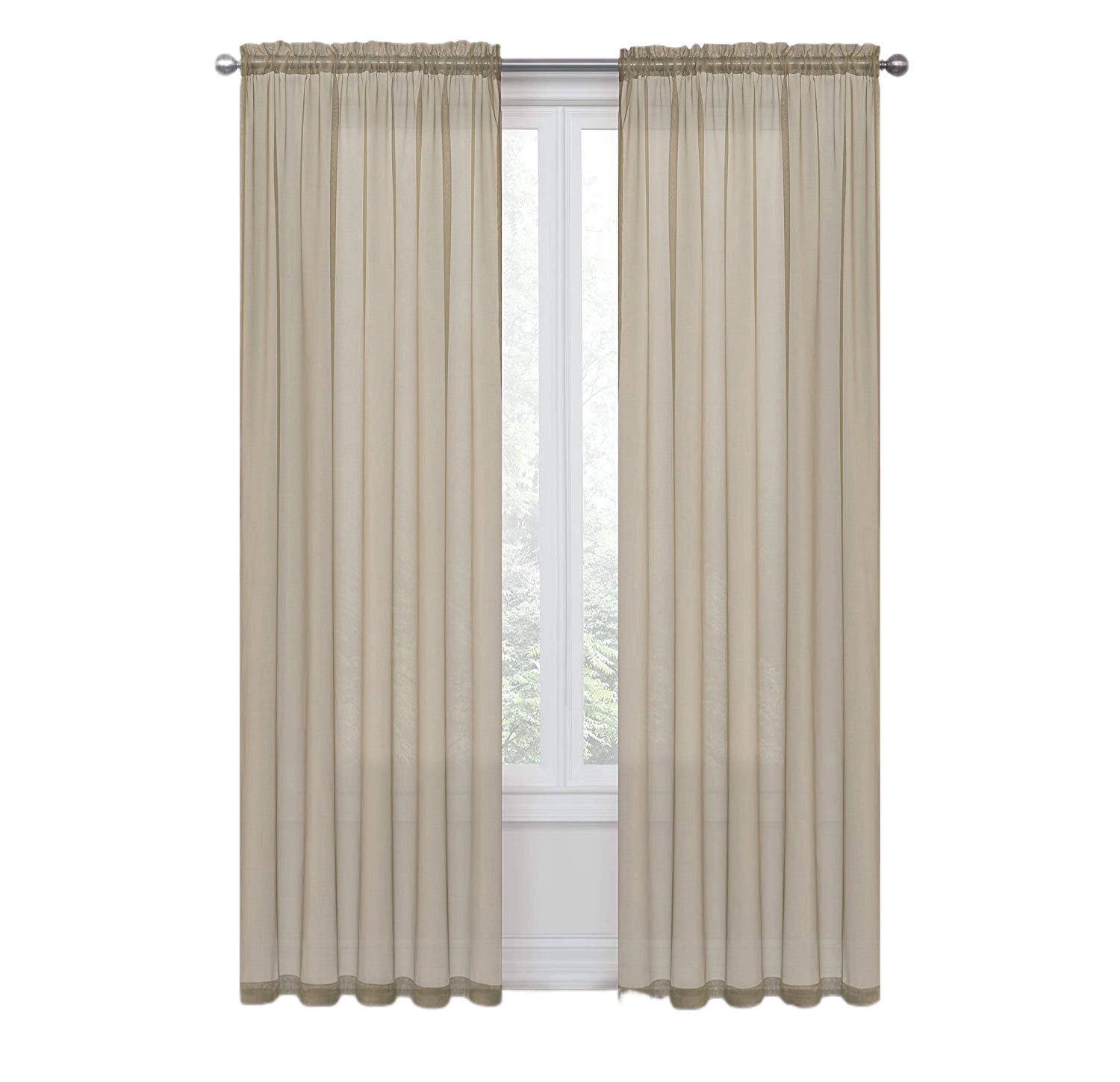 Kate Aurora Basic 2 Pack Sheer Voile Home Window Curtains