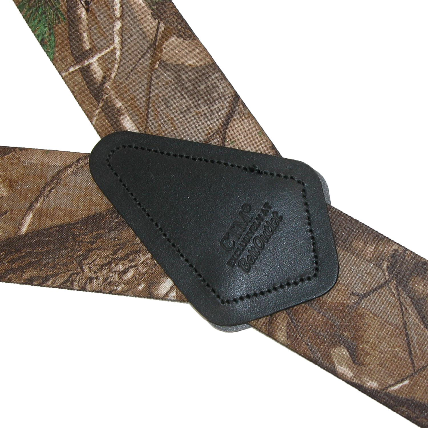 CTM Men's Elastic Camouflage Suspenders with Black Swivel Clips