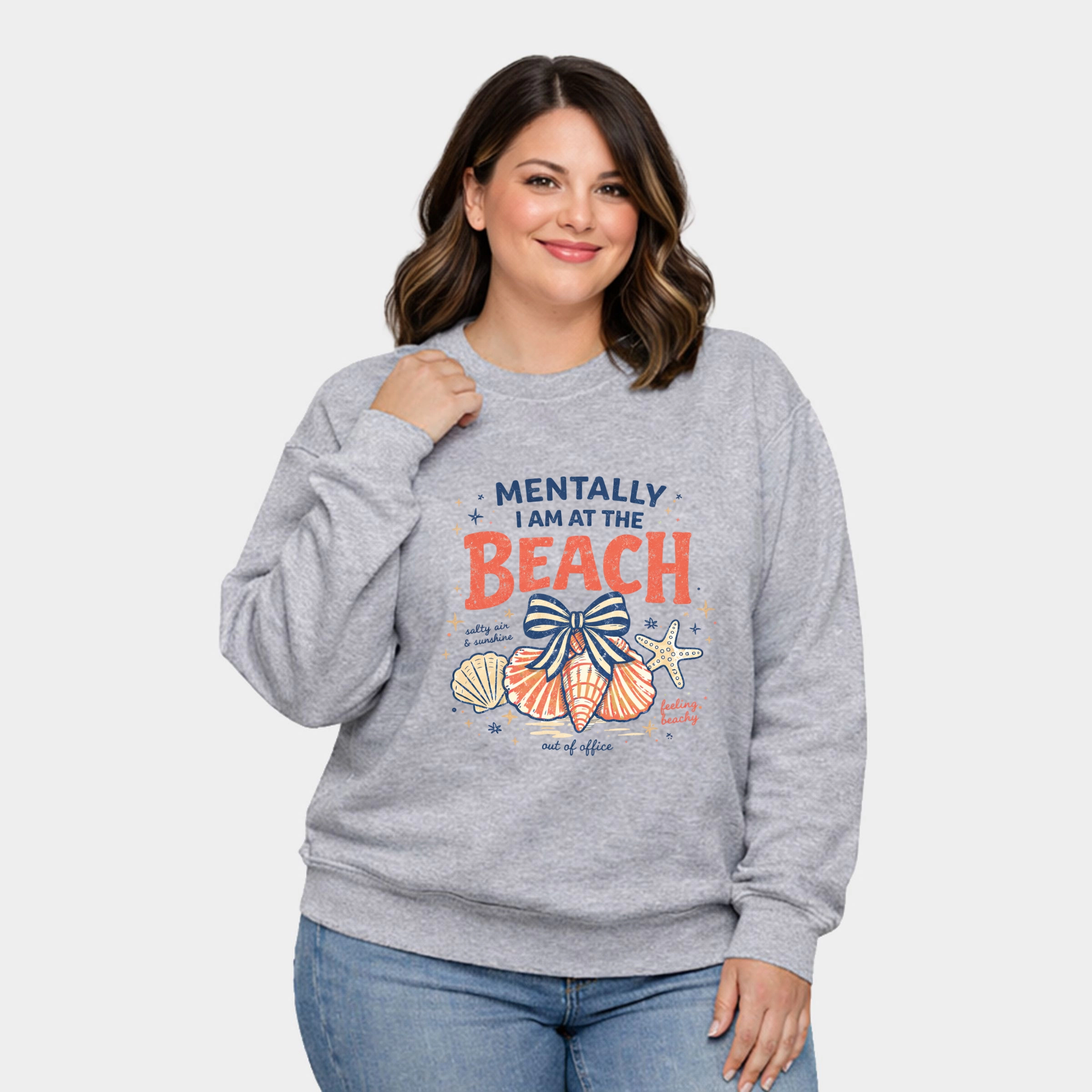 Simply Sage Market - Mentally I Am At The Beach  Women's Plus Sized Graphic Sweatshirt