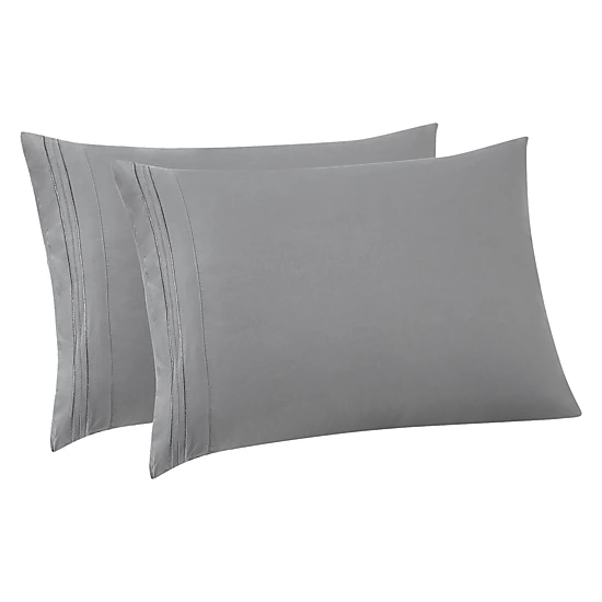 Sweet Home Collection Luxury Embroidered Ultra Soft Microfiber Solid Pillowcases (2-Pack)