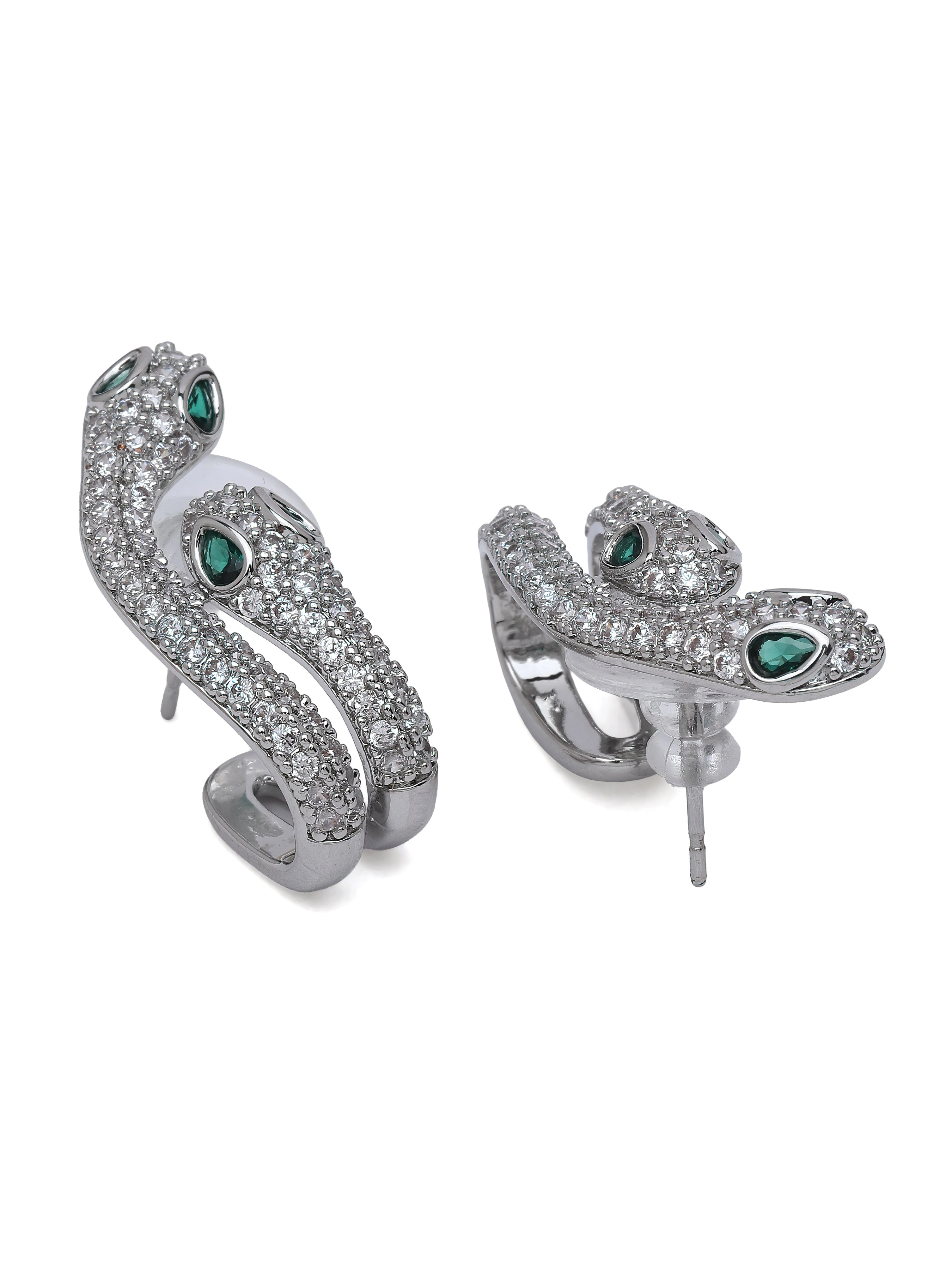 AGP PARIS Womens Pavé Serpent Hugger Stud Earrings