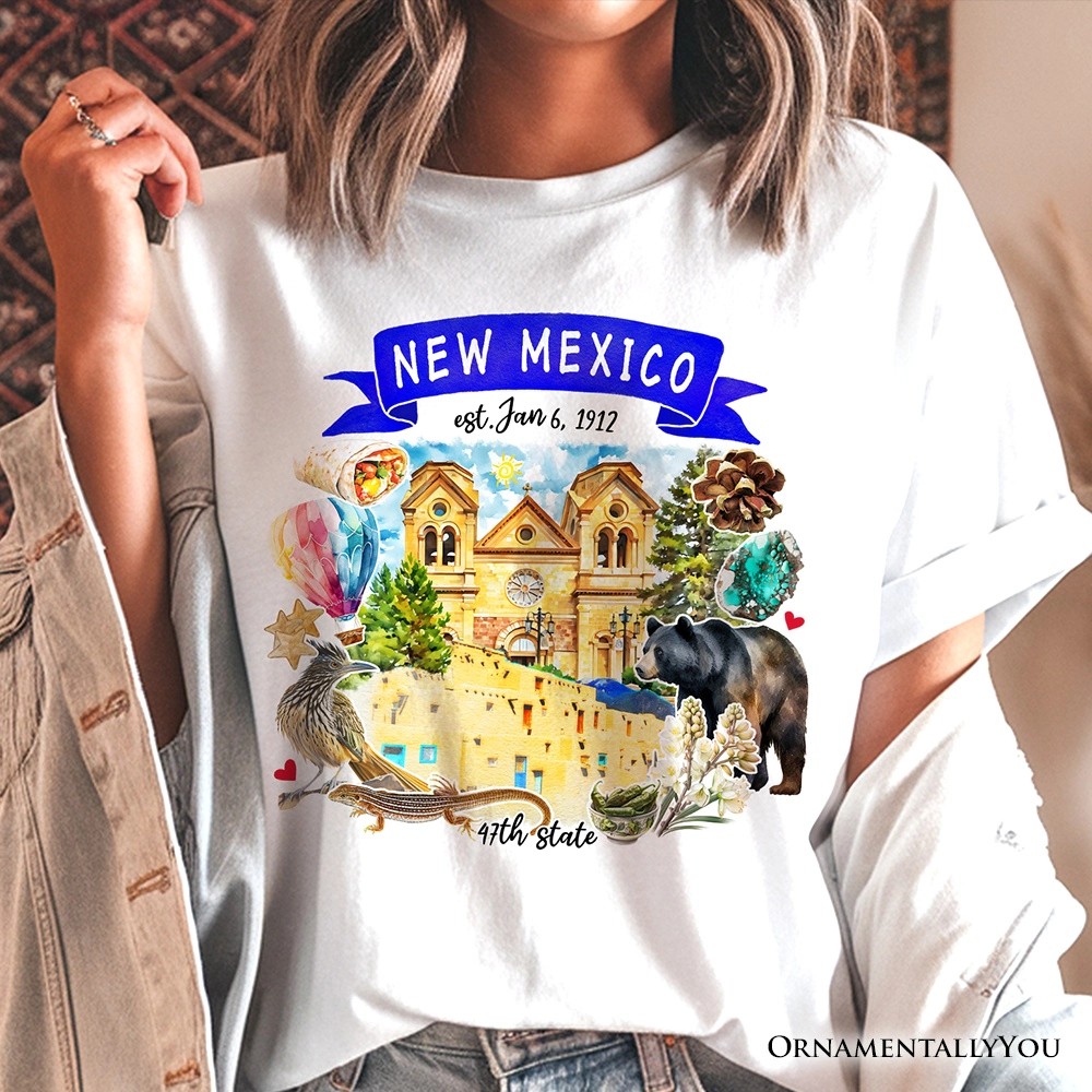 OrnamentallyYou Unisex Artistic New Mexico State Themes And Landmarks T-Shirt