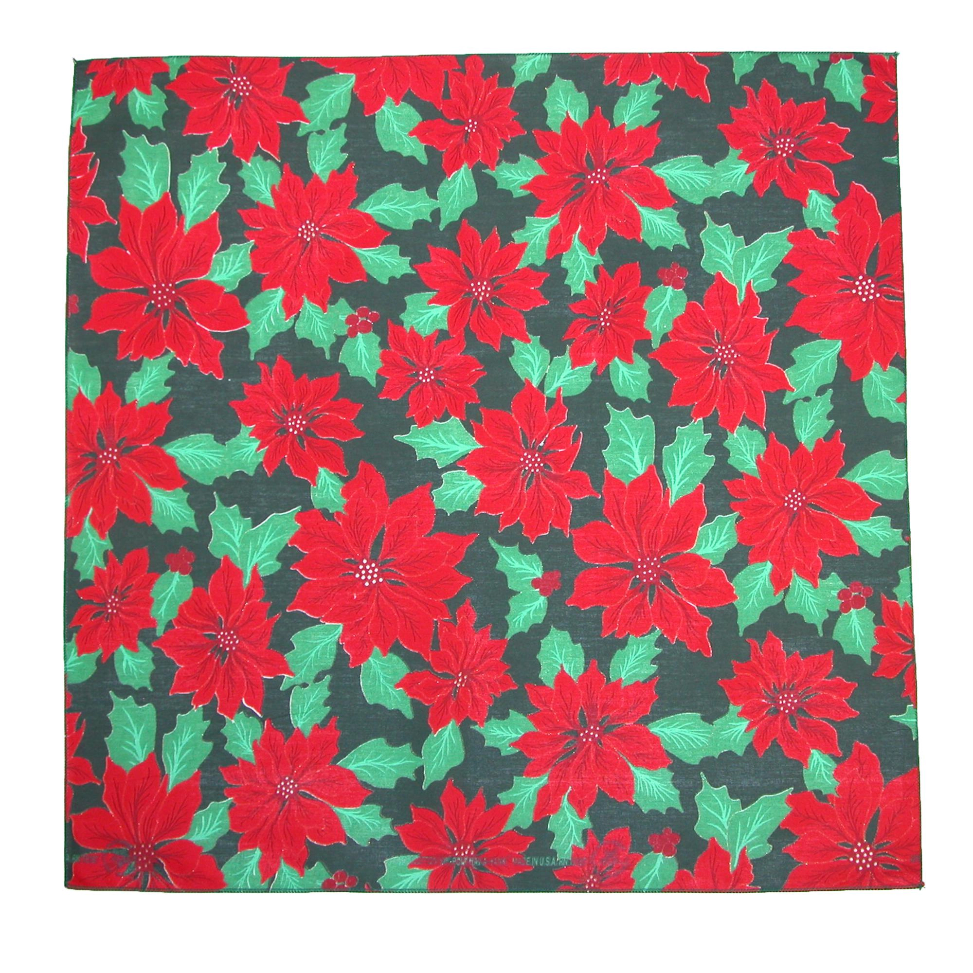 CTM Christmas Poinsettia Print Holiday Bandana