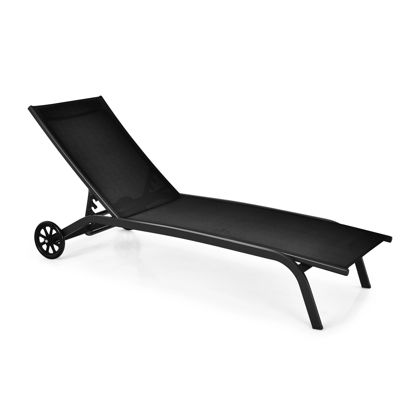 LJG 6-Position Adjustable Outdoor Chaise Recliner with Wheels