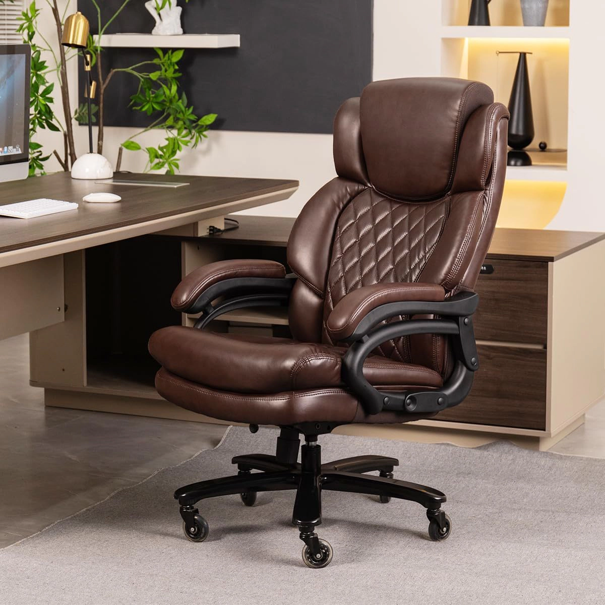 Platinum-Level Office Chairs Big And Tall Office Chair 500lb Capacity Wide Spring Seat 360 Swivel Ergonomic Desk Chair
