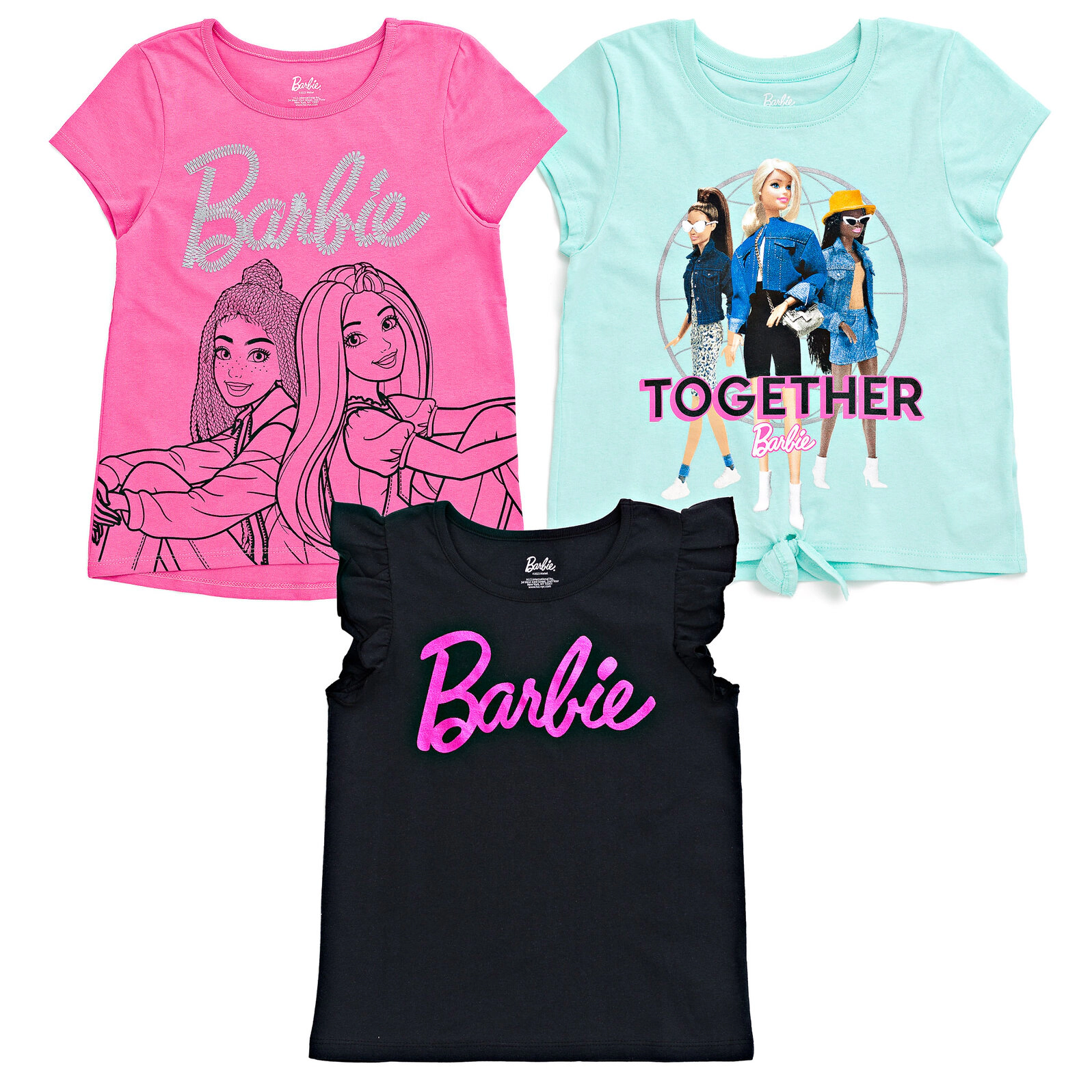 Barbie Girls' 3-Pack T-Shirts