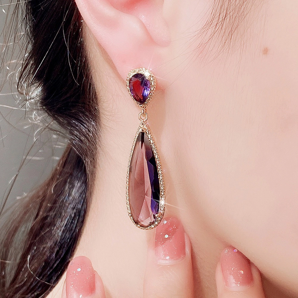 Gorgeous Pear Cubic Zirconia Long Hanging Earrings