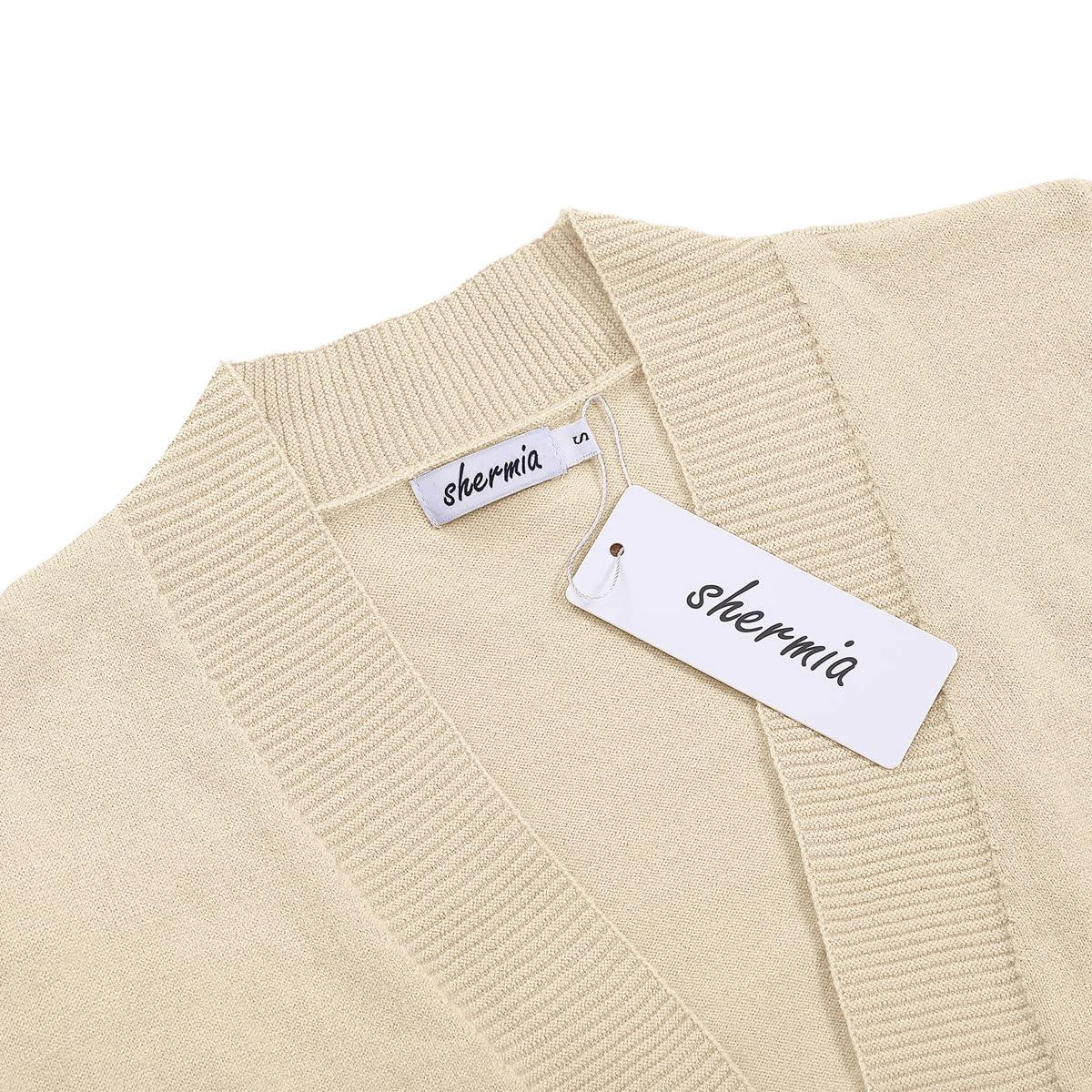 KOJOOIN Cardigan for Women Sweater Cropped Open Front 3/4 Sleeve Ribbed Knit Short Shrug Bolero