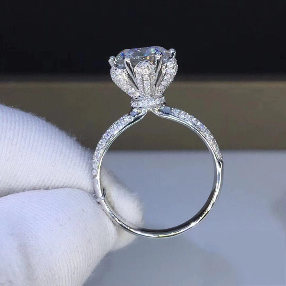 White Gold-Plated Side-Stone Cubic Zirconia Engagement Rings
