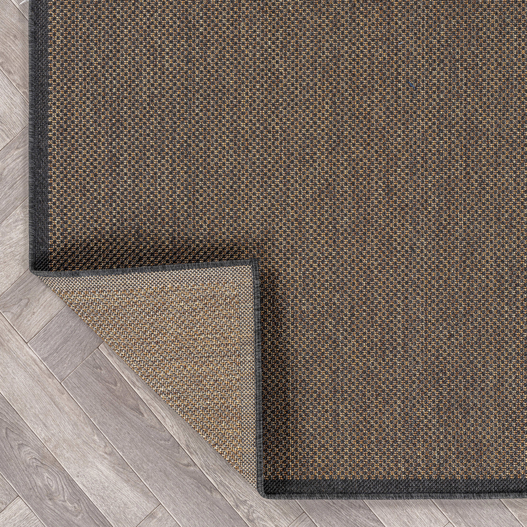 World Rug Gallery Border Indoor/Outdoor Flat Woven Area - Natural Jute-Style, Easy-Care Patio