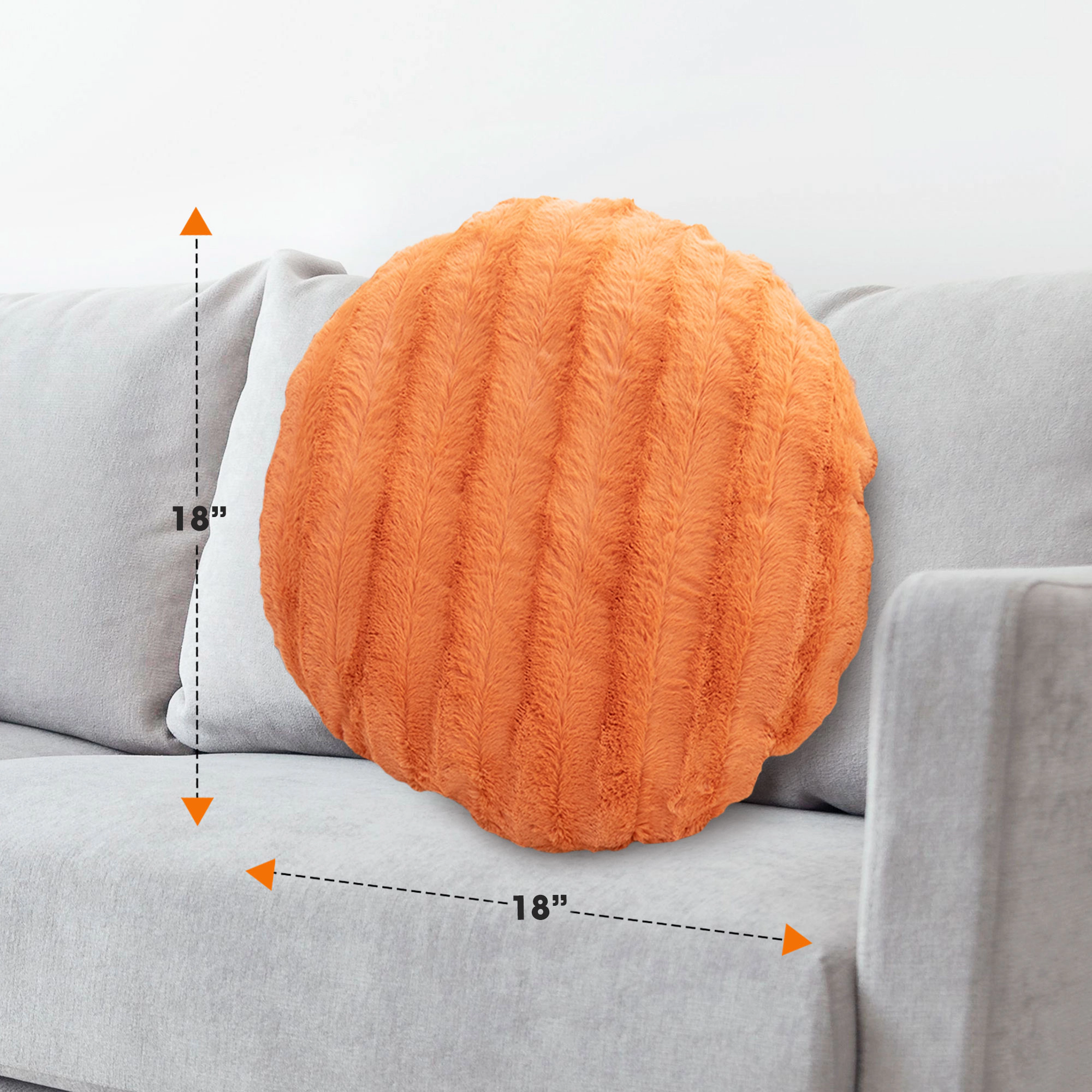 Cheer Collection 18-Inch Round Faux Fur Decorative Throw Pillows with Inserts, 2-Pack