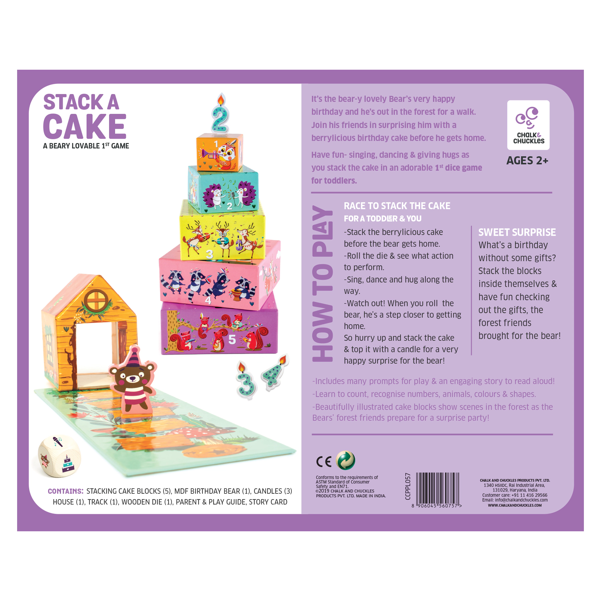 Chalk & Chuckles Stack a Cake Early Learning Game - 2 Players