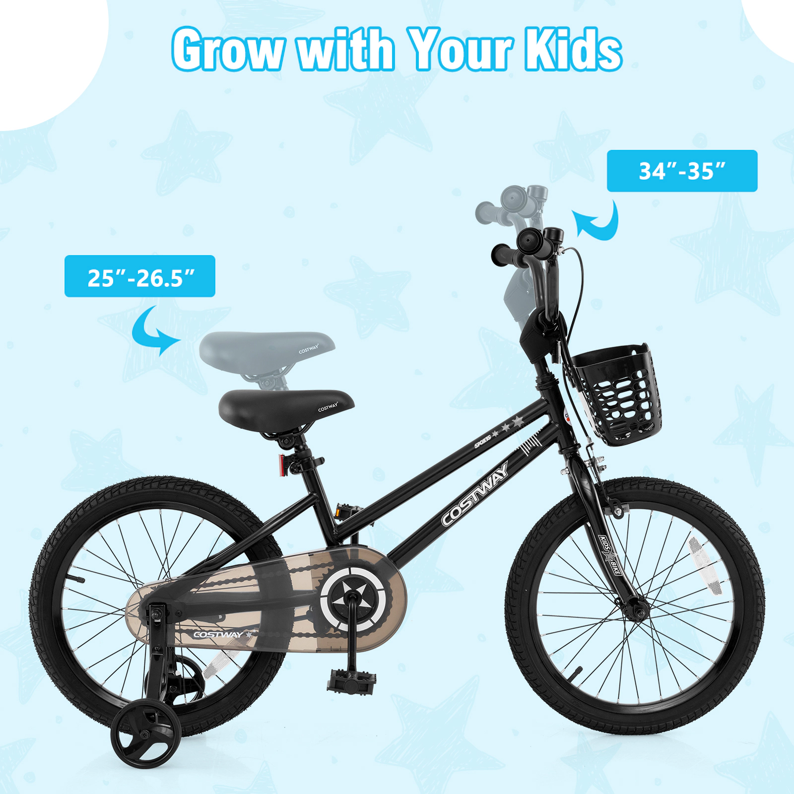 LJG 12 Inch Kids Bike with Basket and Training Wheels for Children Aged 3-5 Years Old