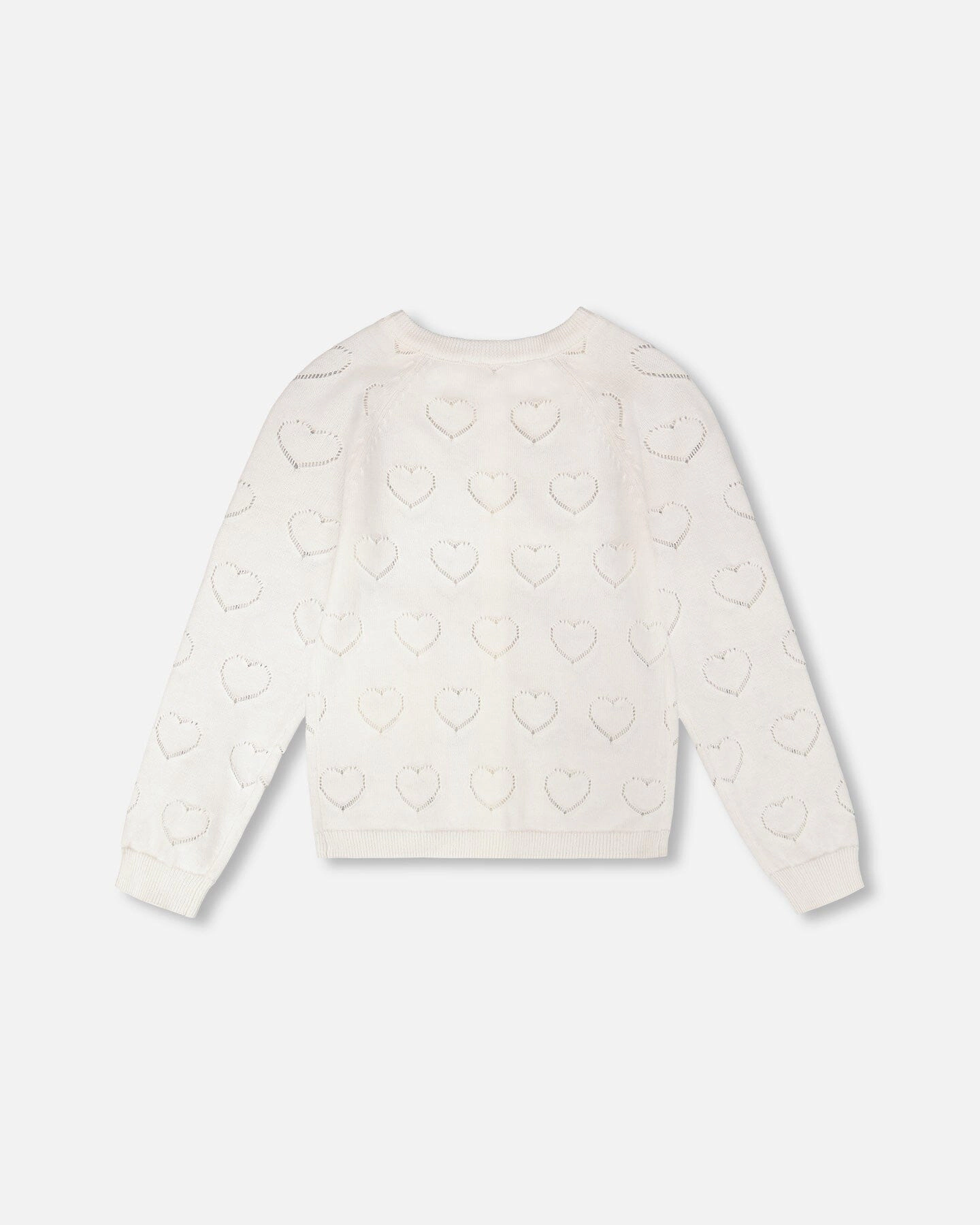 Deux par Deux Girls Pointelle Knit Heart Motif Cardigan