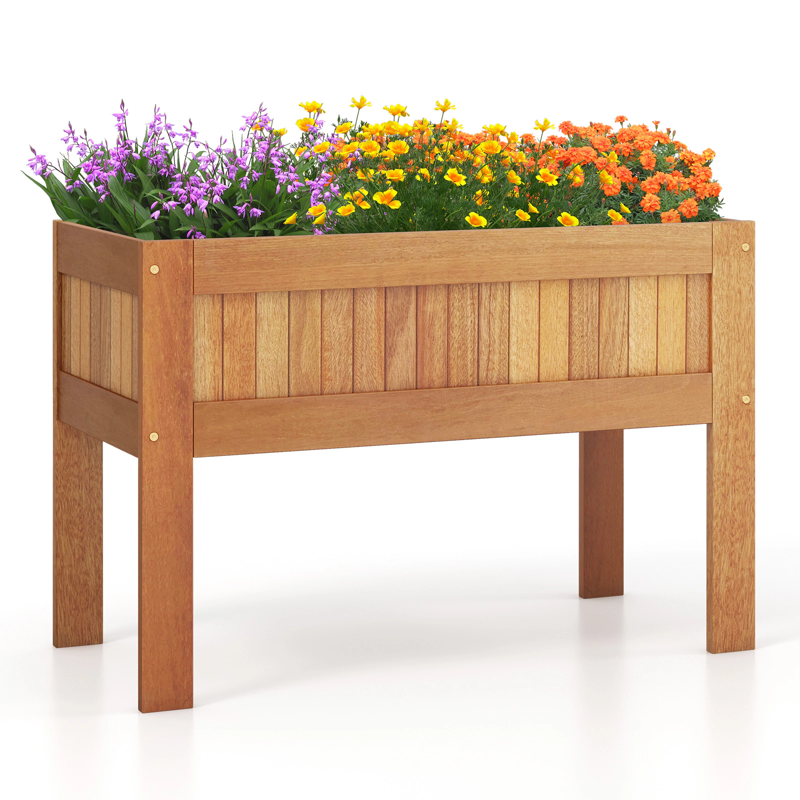 LJG Wooden Raised Garden Bed Solid Wood Elevated Planter Box with Legs