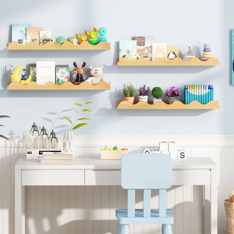 Hivvago Four-Piece Wall-Mounted Picture Book Shelves for Kids