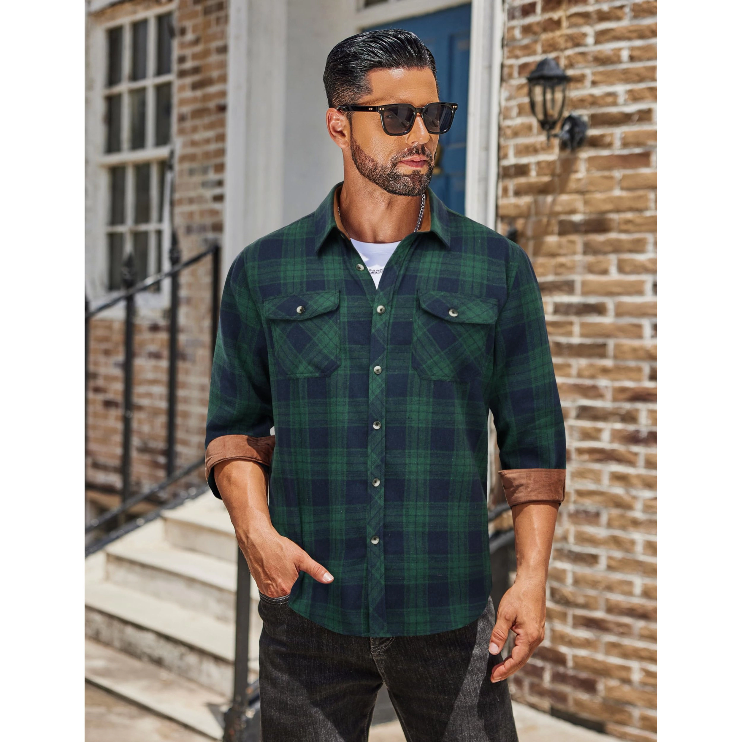 COOFANDY Men's Regular Fit Long Sleeve Button Down Flannel Shirt