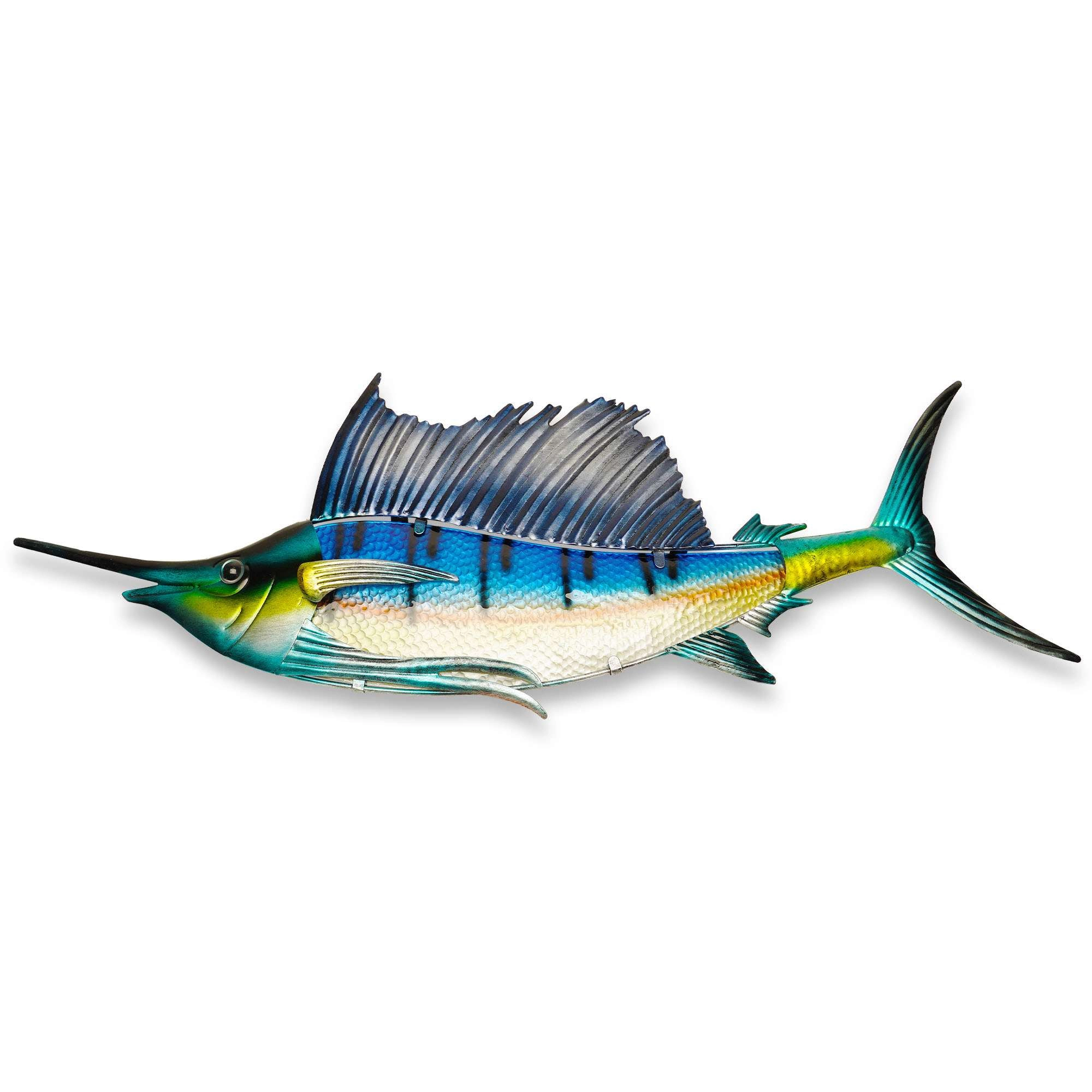 G128 Hand-Painted Metal Sailfish Wall Hanging