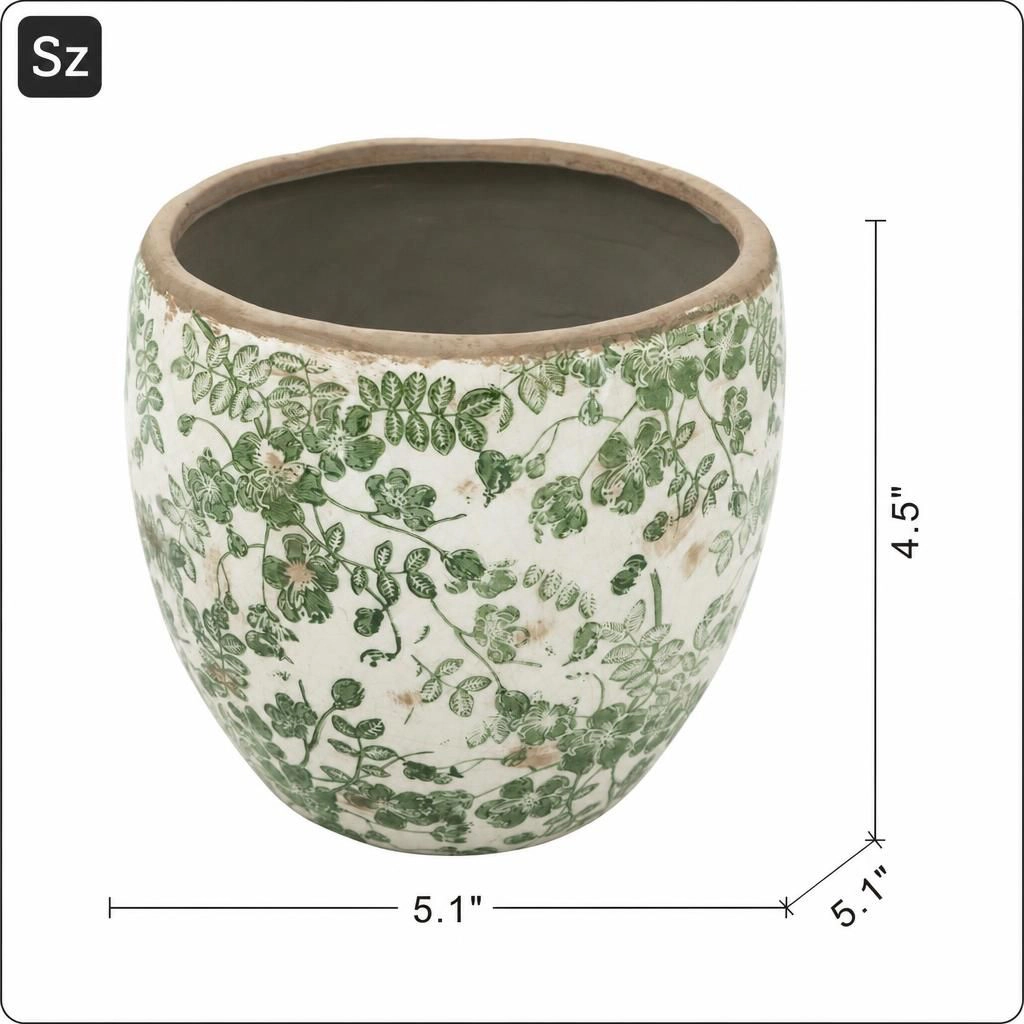 WOW PIONEER Small Round Ceramic Planter Pot for Succulents Herbs Flowers Patio Balcony Home