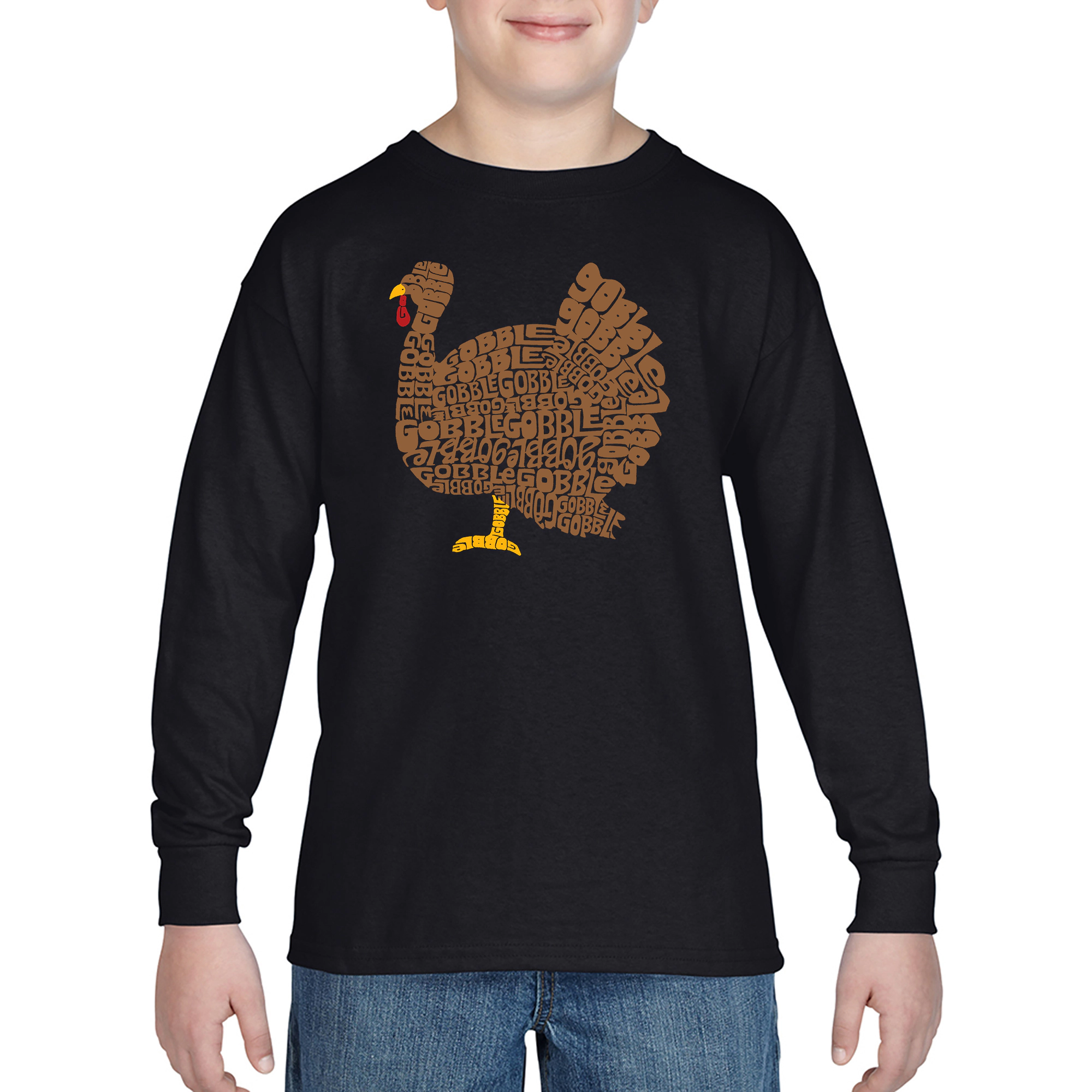 LA Pop Art Boys Long Sleeve T-Shirt - Thanksgiving