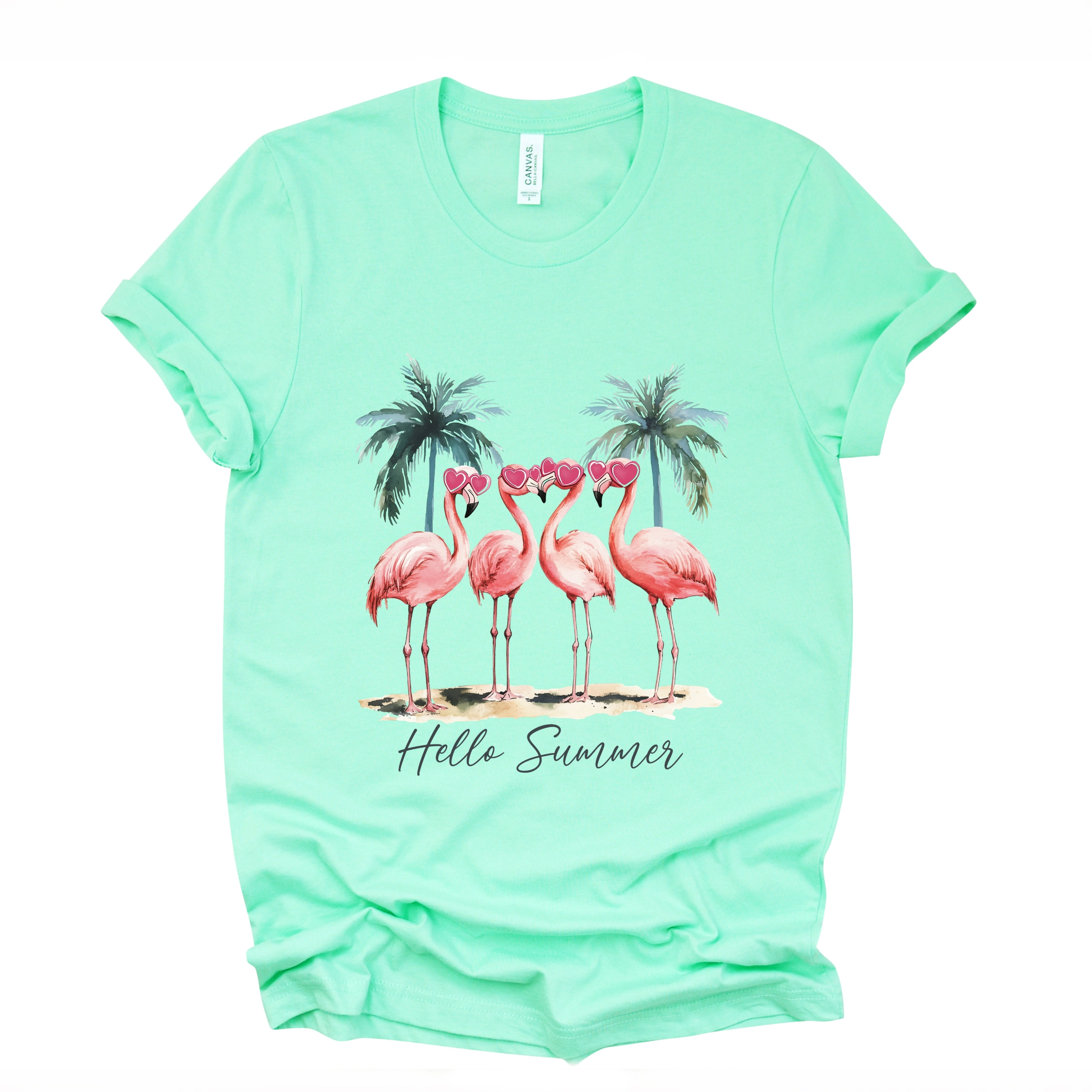 Simply Sage Market - Hello Summer Flamingos Women's Short Sleeve Graphic T-Shirt