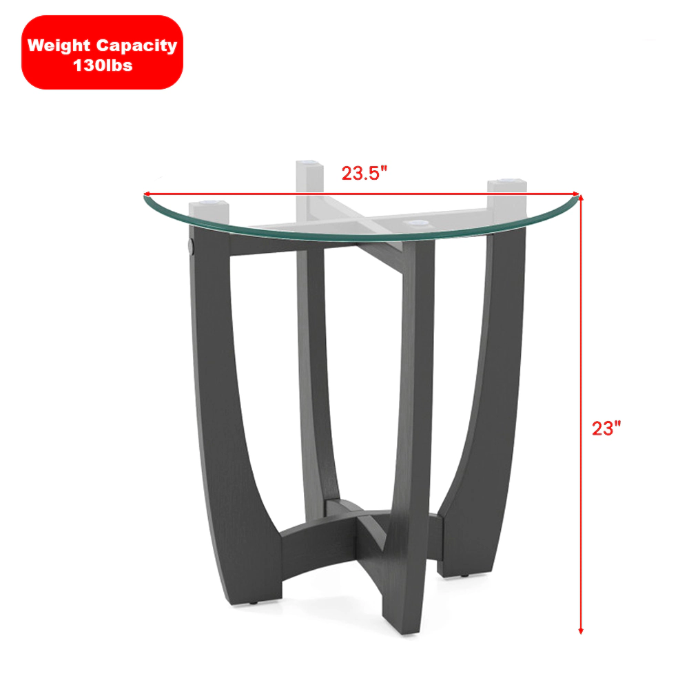 Hivvago Round Glass Side Table with 23.5-Inch Tabletop