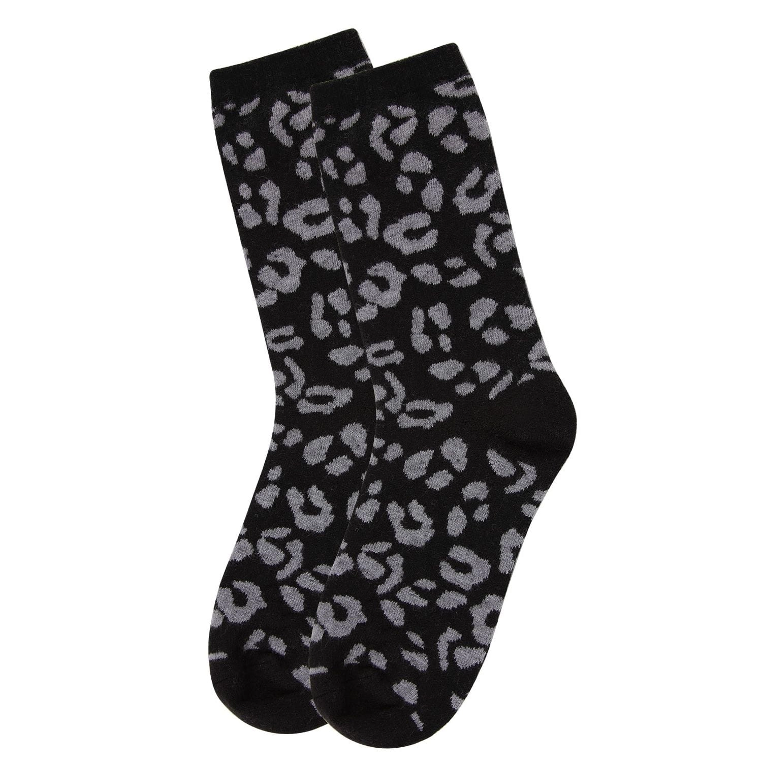 MeMoi Women's Soft Leopard Animal Print Cashmere Blend Crew Socks