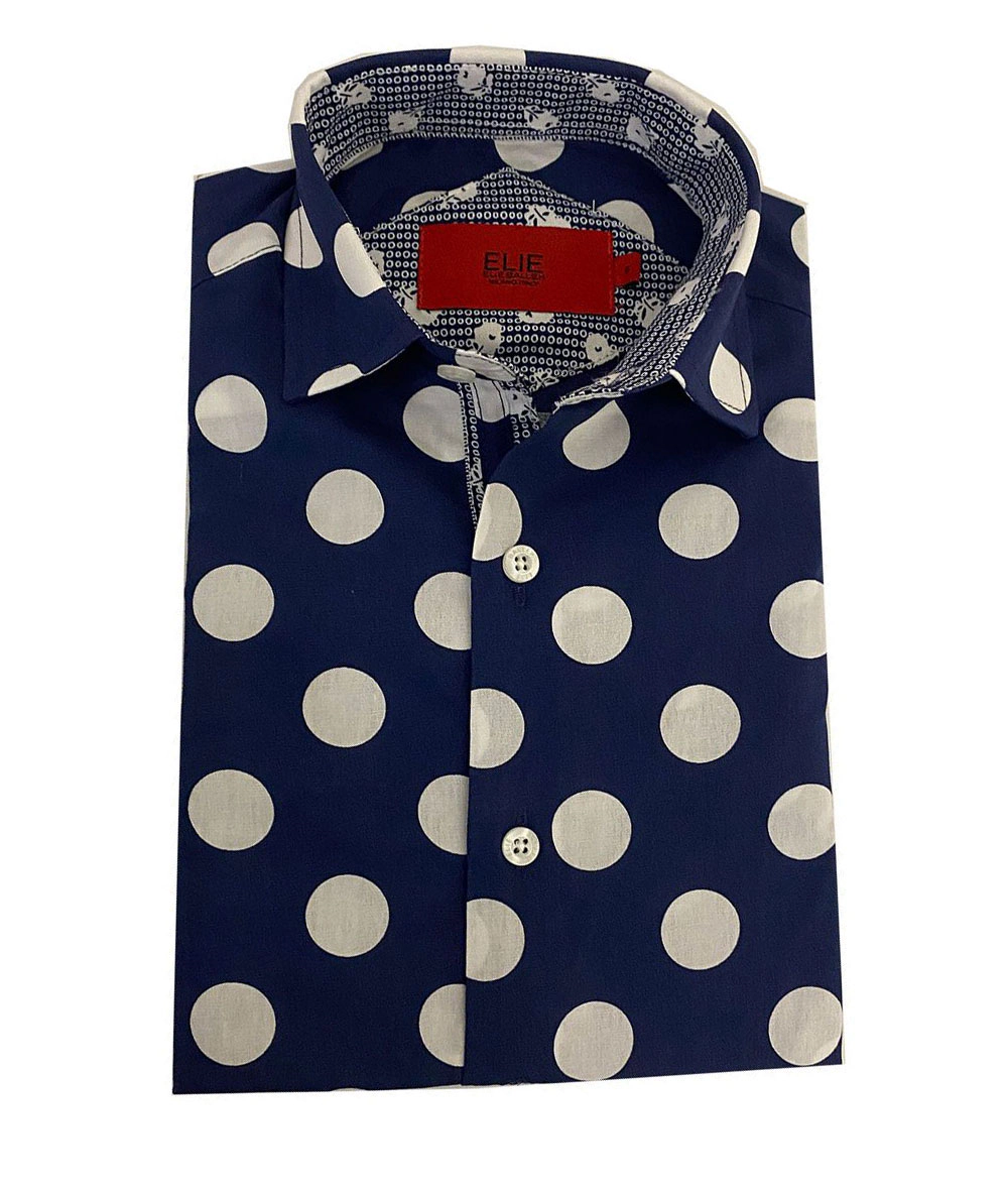 Elie Balleh Boys Slim Fit Long Sleeve Polka Dot Shirt