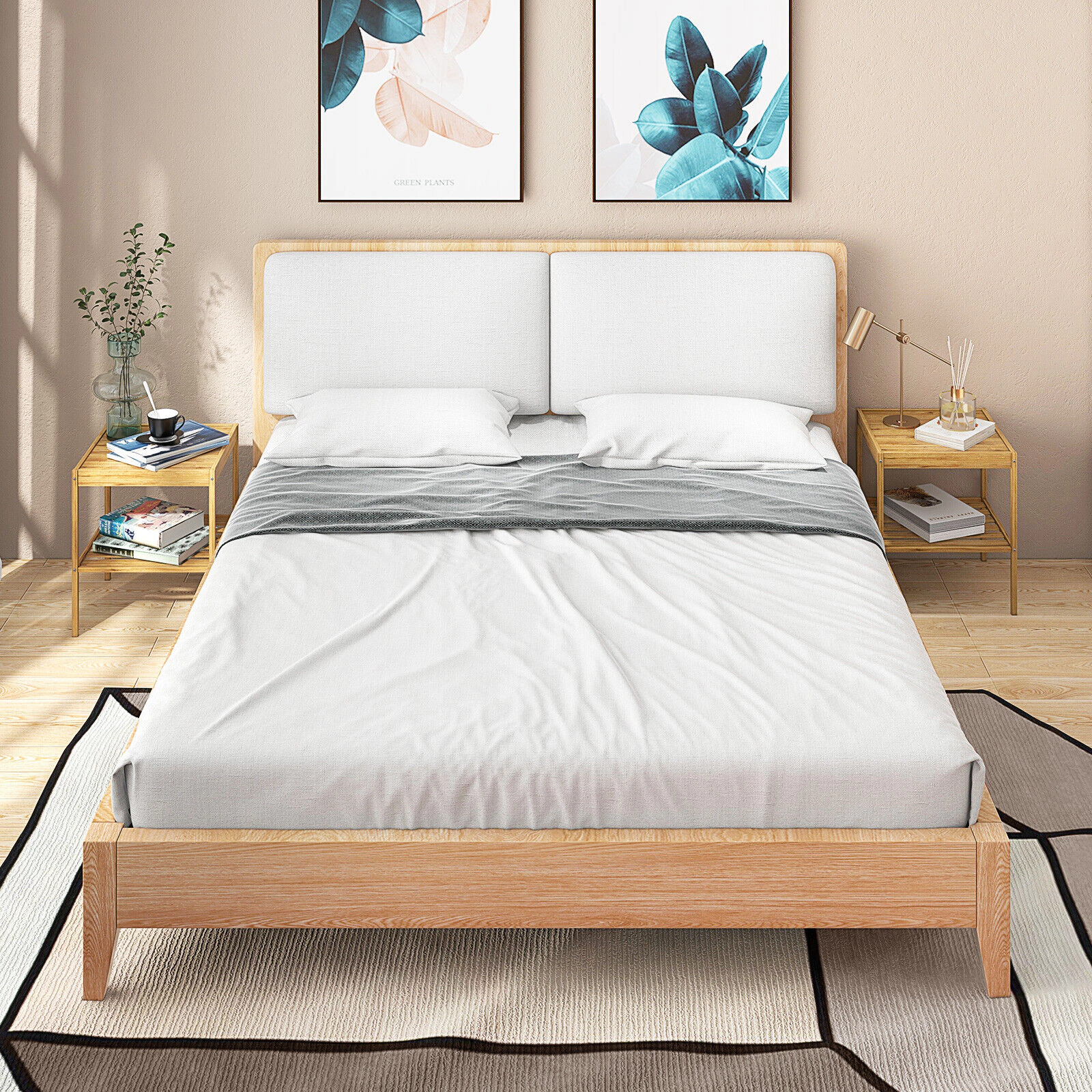 Slickblue Square Wicker Side Table Set of 2 16 Inch Compact End Tables for Living Room Bedroom