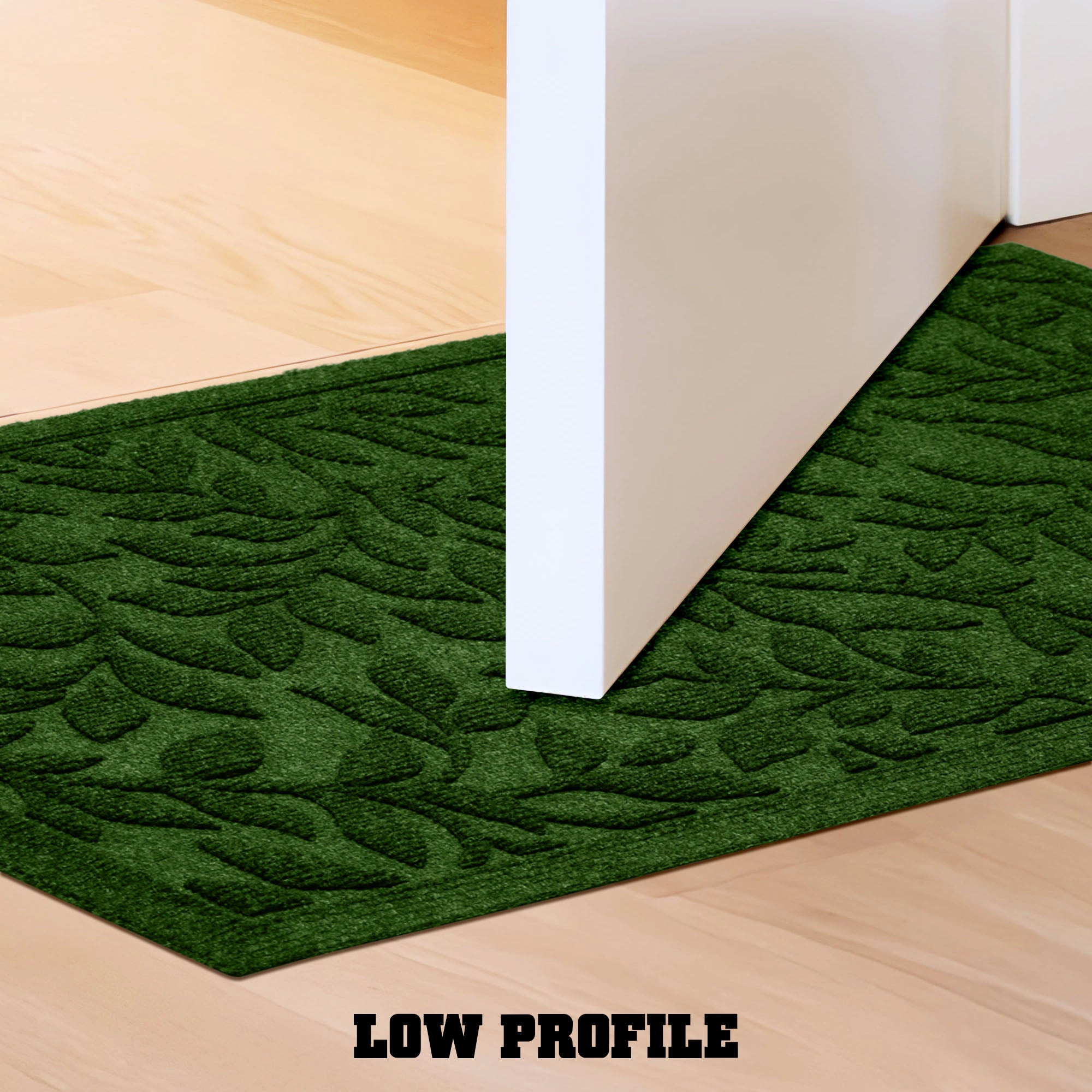 G128 Combo Pack Green Leaves Doormats - 17x29.5 & 23x35 in, Natural Rubber Non-Slip