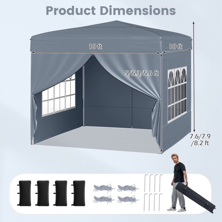 Hivvago 10 X FT Pop up Canopy Tent Outdoor Patio Commercial Sunshade Shelter with 4 Sidewalls