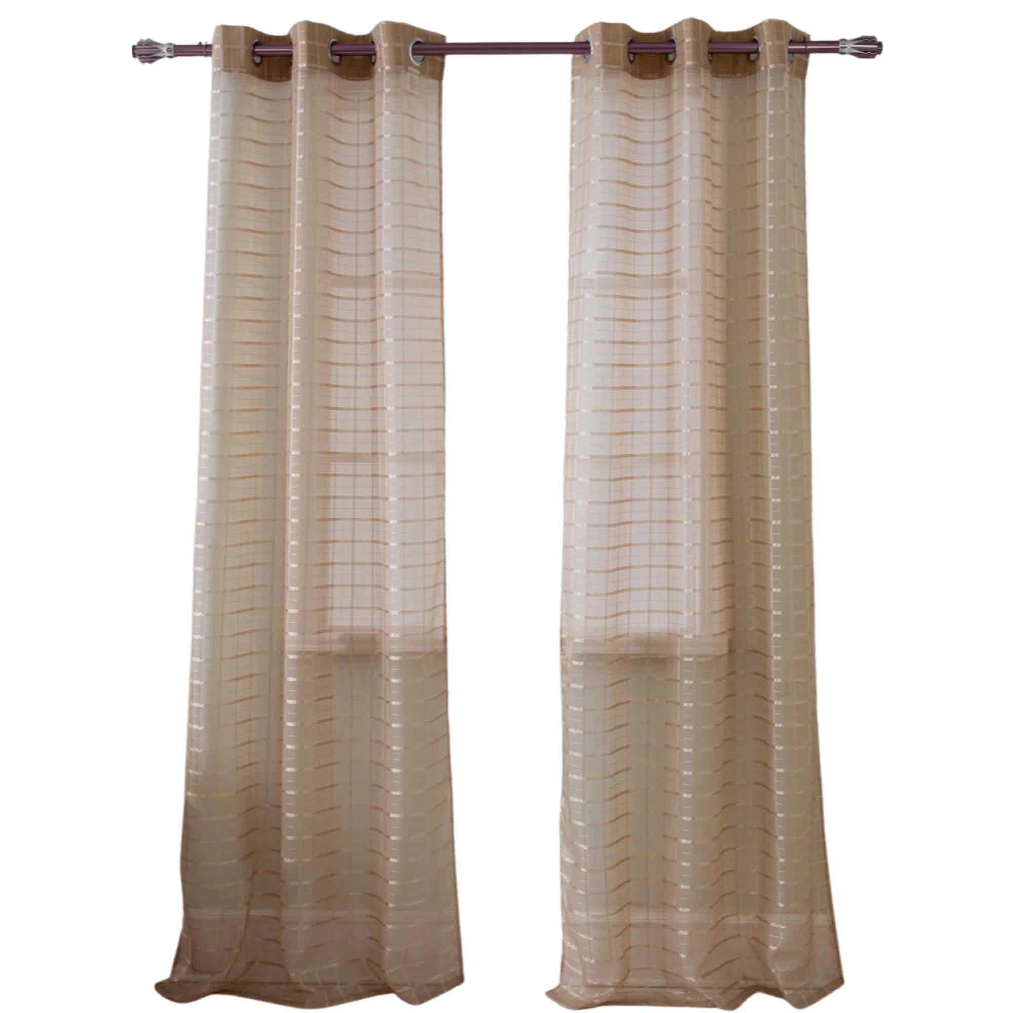 Olivia Gray Wanda Box Voile Machine Washable Polyester Curtain Panels with 8 Shiny Silver Grommet 54 x 90 Taupe