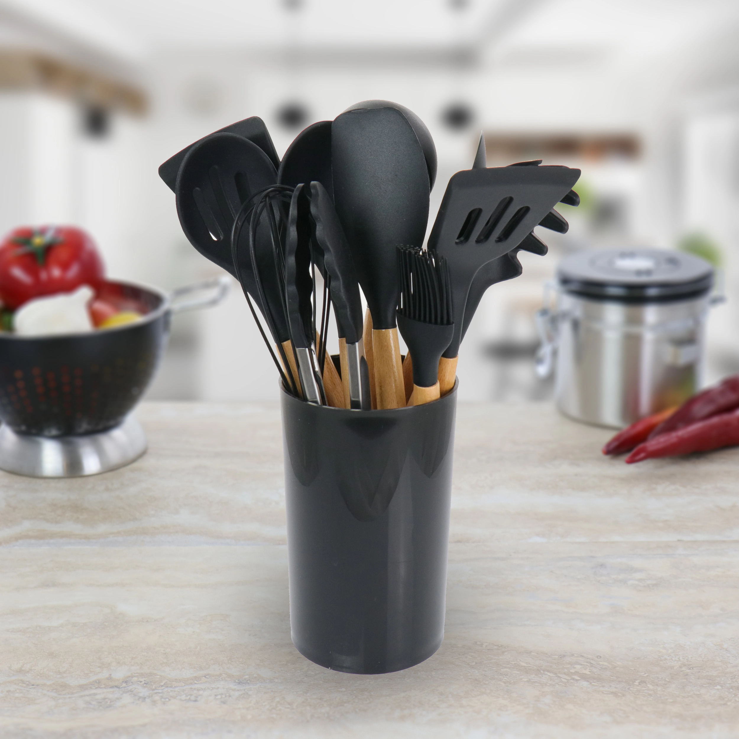 MegaChef Silicone and Wood Cooking Utensils