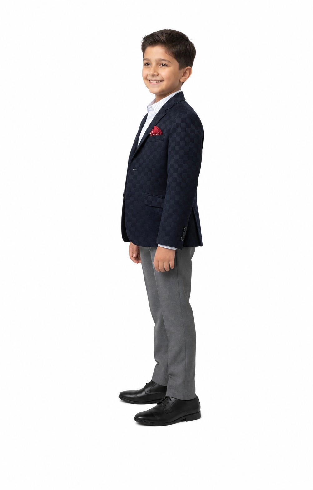 Elie Balleh Boys Slim Fit Gingham Blazer
