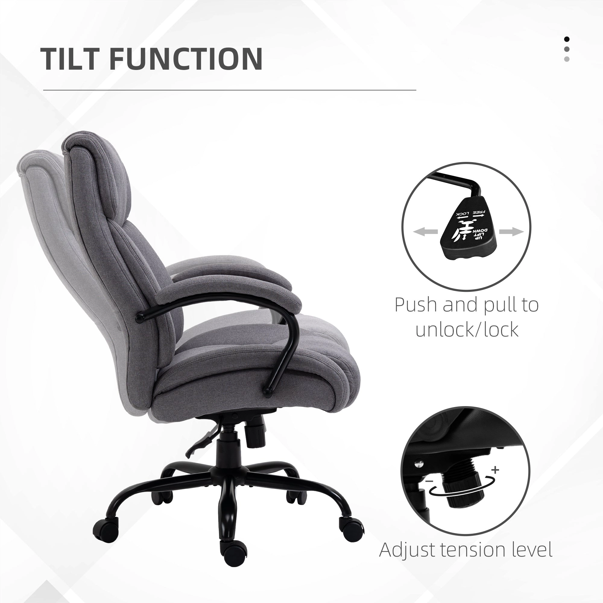 Platinum-Level Office Chairs Big and Tall Executive Office Chair All Day Comfort With Wide Seat Linen Fabric Adjustable