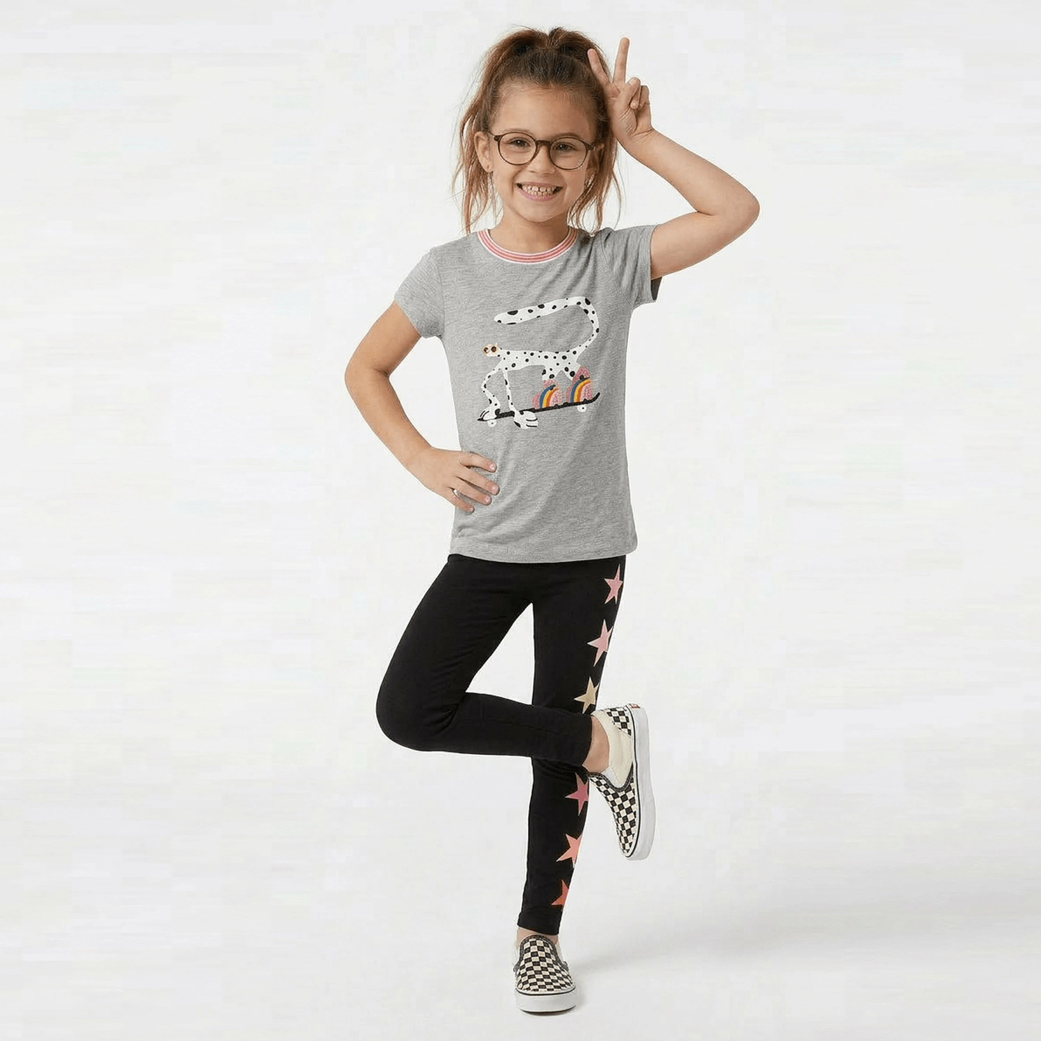 Rockets of Awesome Cool Cat Skateboard Tee for Girls
