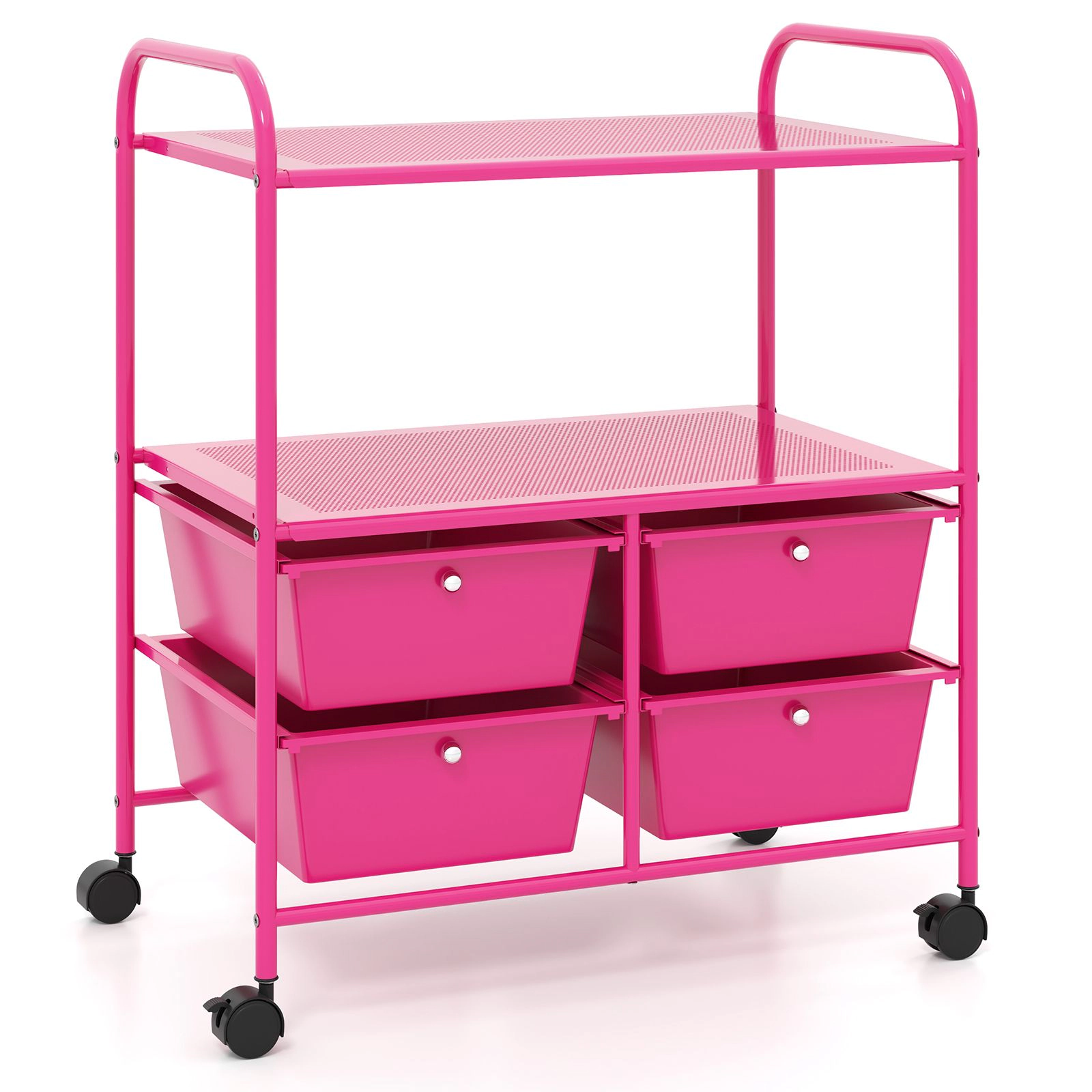 SlickBlue Utility Rolling Cart with 4 Drawers, Shelves & Metal Frame