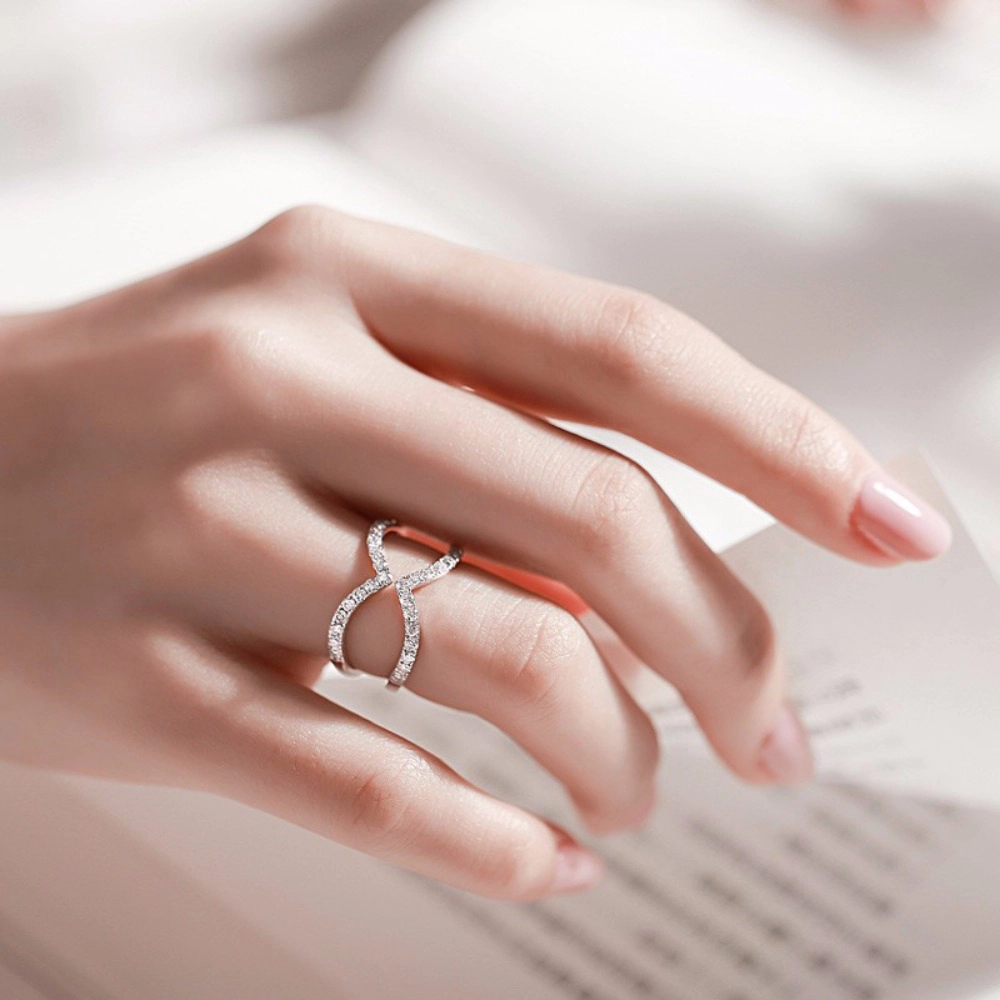 Wardrobe Whimsy V‑Shaped Pave Cubic Zirconia Stackable Ring