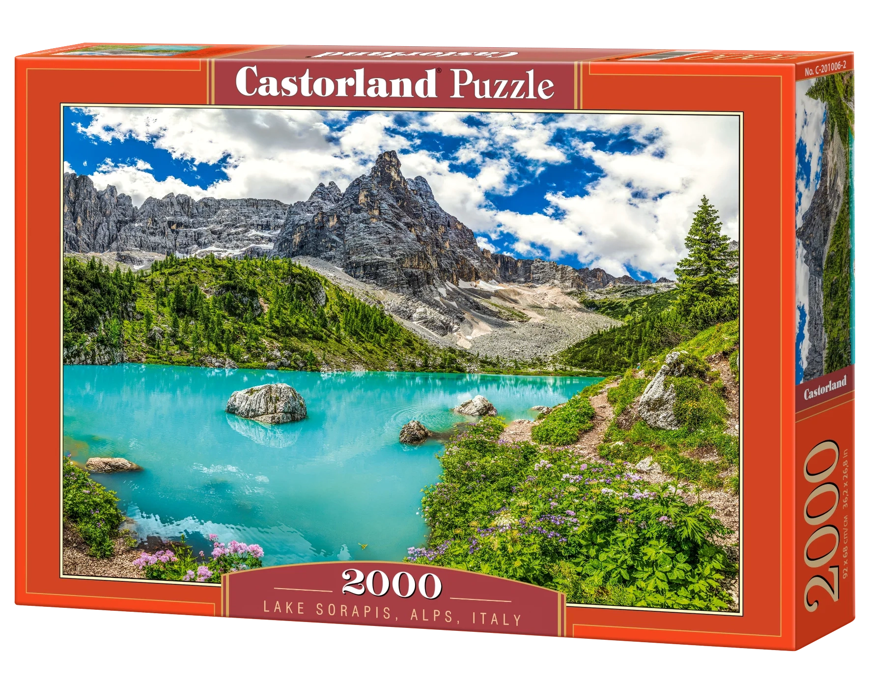 CASTORLAND 2000 Piece Jigsaw Puzzles, Lake Sorapis, Alps, Italy, Vibrant Turquoise Glacial Water Scene, C-201006-2