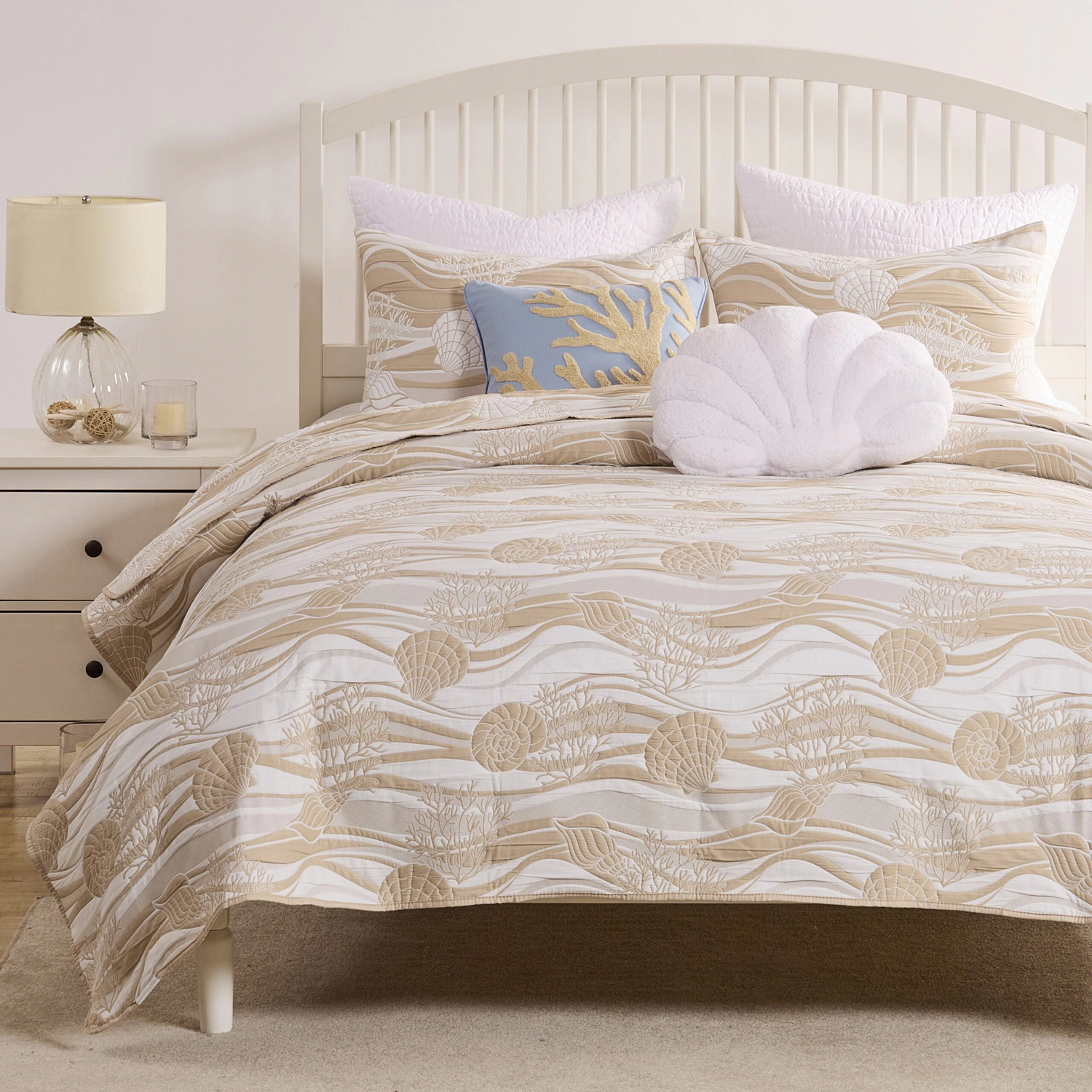 Greenland Home Fashion 100% Woven Polyester Jacquard Dover Coverlet Set 3 Piece