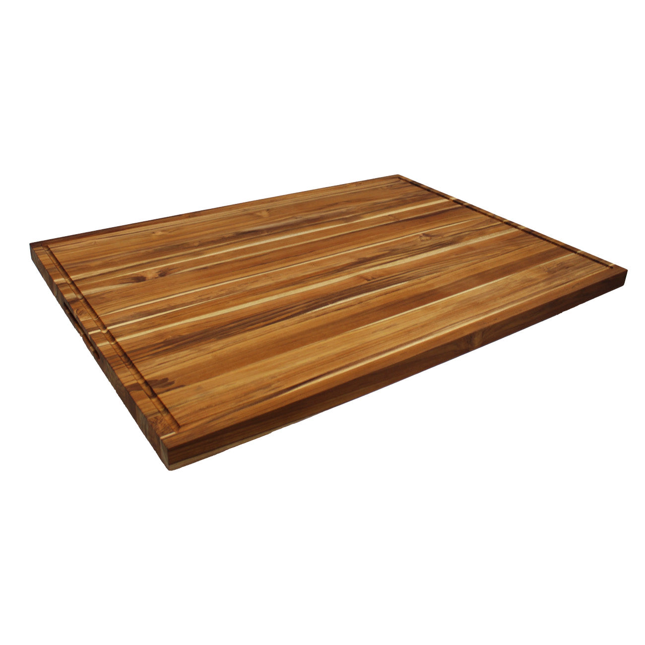 EcoDecors 40" x 28" Teak Cutting Board - End Grain, Juice Channel, Carved Handles