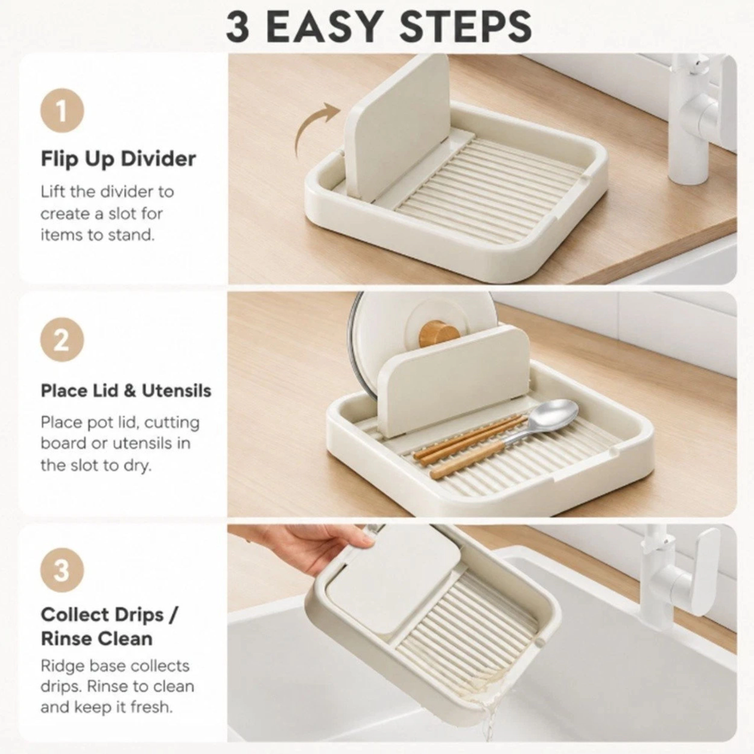 Home Collection Foldable Pot Lid & Spoon Rest Rack Kitchen Spatula Ladle Holder Stand