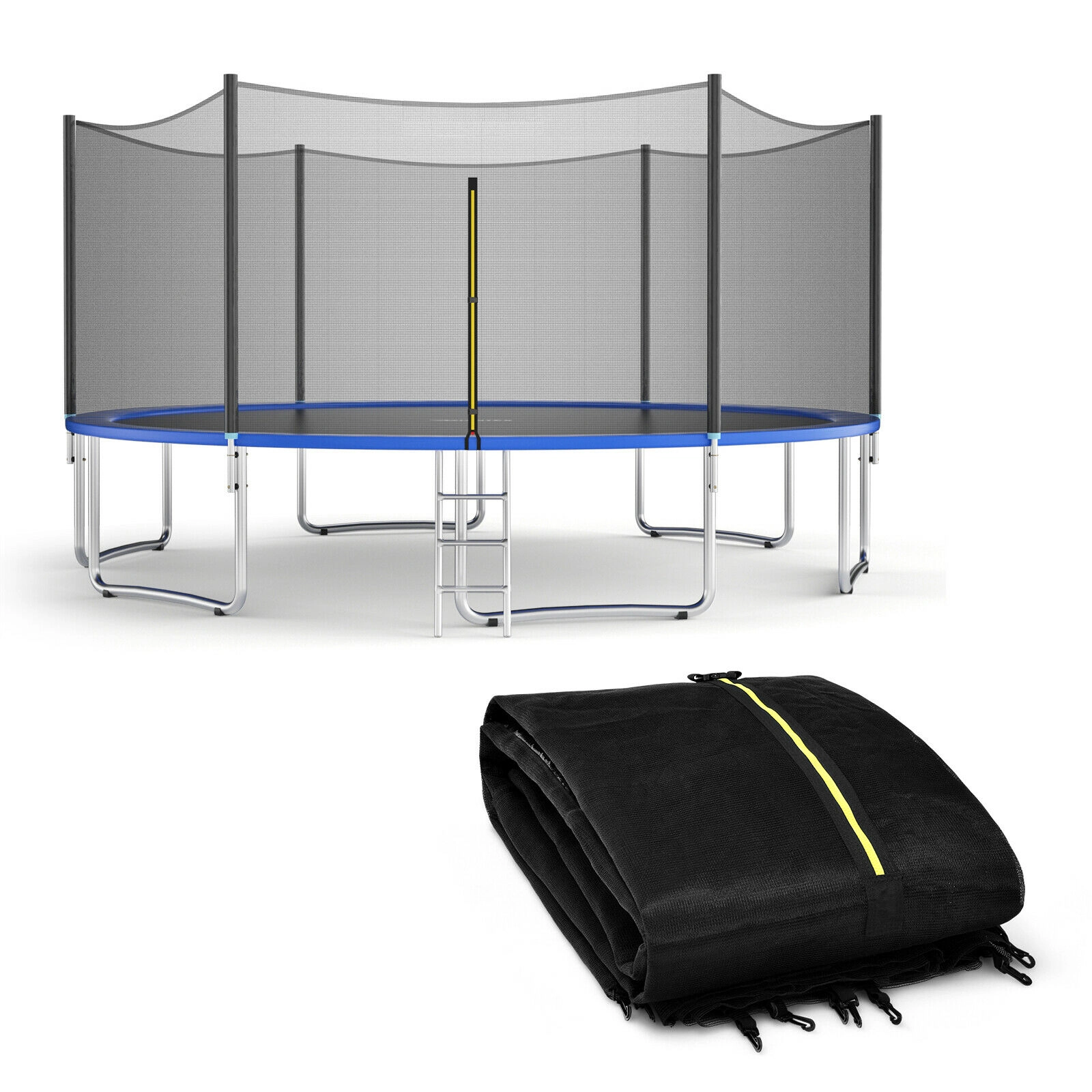 SUGIFT PE Mesh Trampoline Enclosure Net for 8-ft 10-ft 15-ft 16-ft Round Trampolines with 6 Straight Poles Black