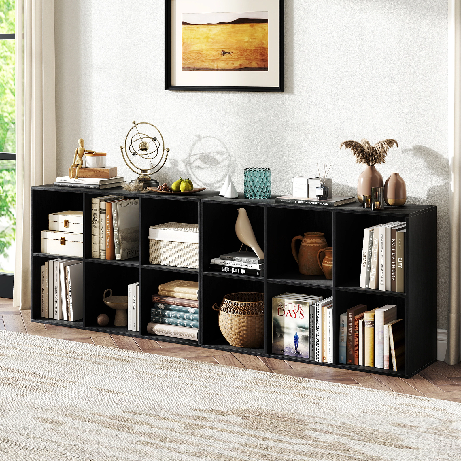 Costway 6-Cube Bookcase Modern 3-Tier Storage Organizer Horizontal Vertical Bookshelf Natural
