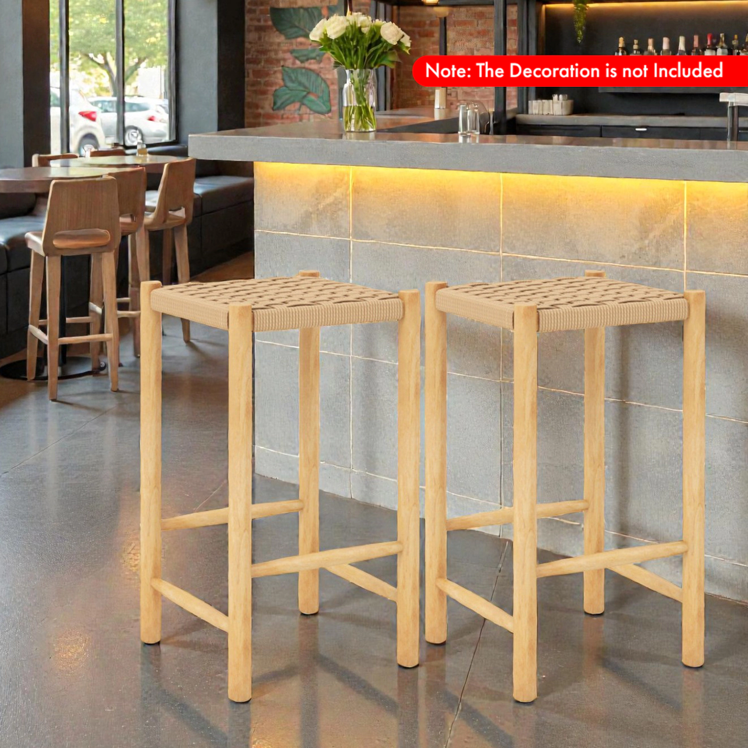 Hivvago 26-Inch Dining Bar Stools with Rubber Wood Frame - Set of 2