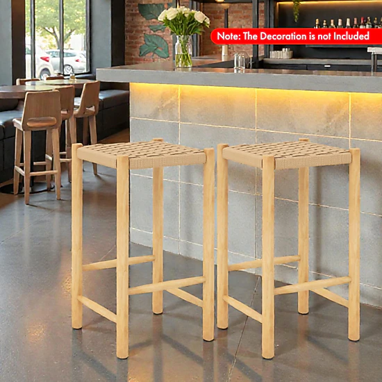 Hivvago 26-Inch Dining Bar Stools with Rubber Wood Frame - Set of 2