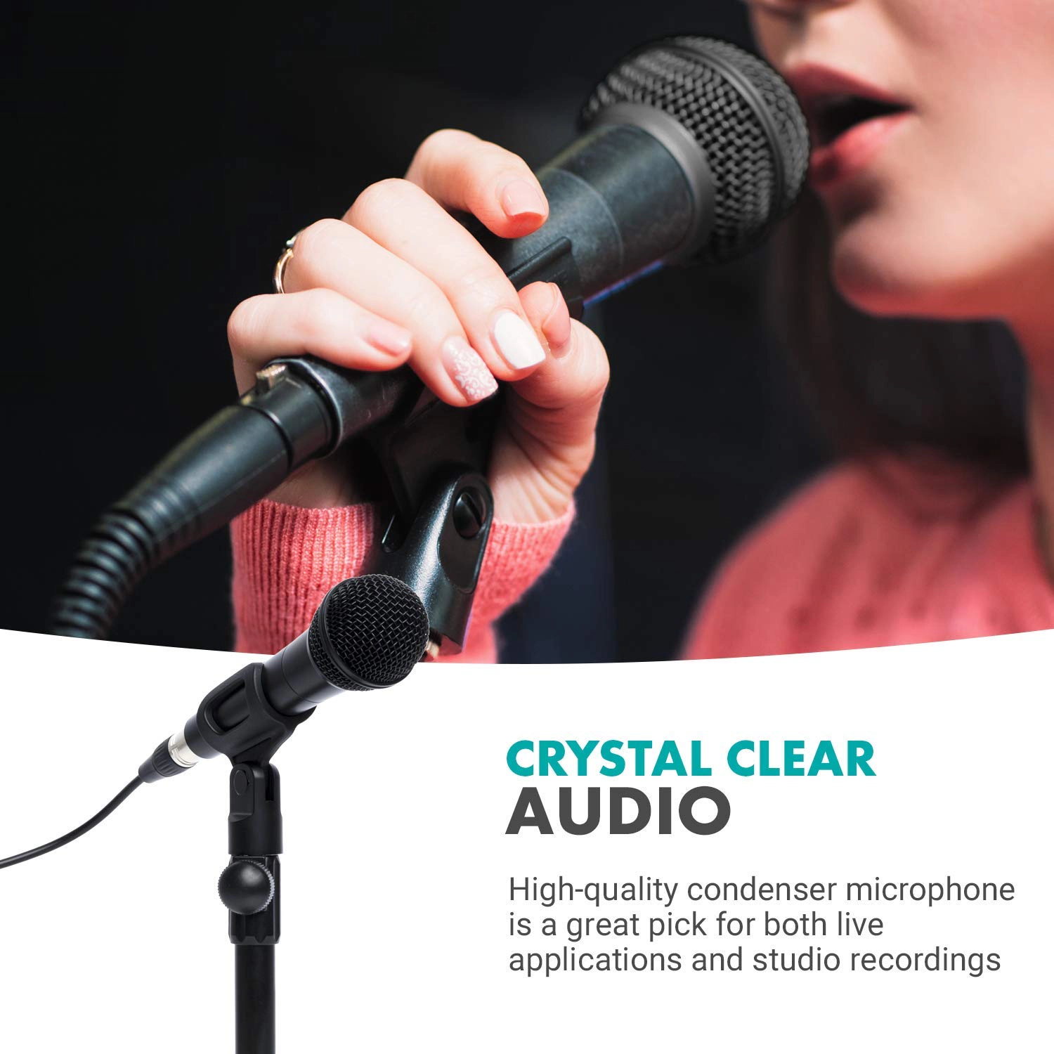 Movo HV-M5 Dynamic XLR Cardioid Vocal Microphone with Internal Shockmount and Windscreen