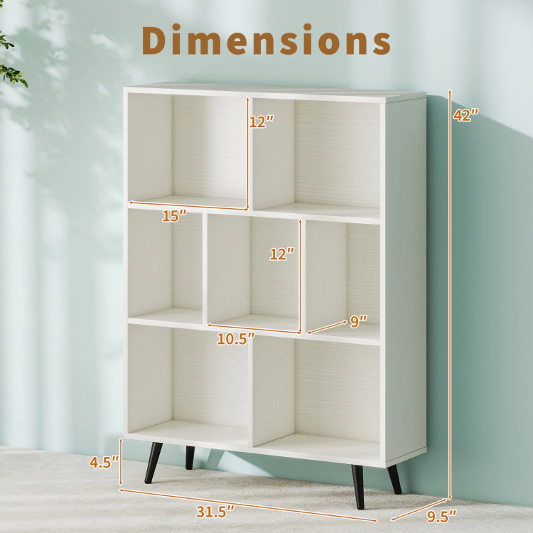 Hivvago Freestanding Cube Organizer Shelf with Tapered Metal Legs, Off White Finish
