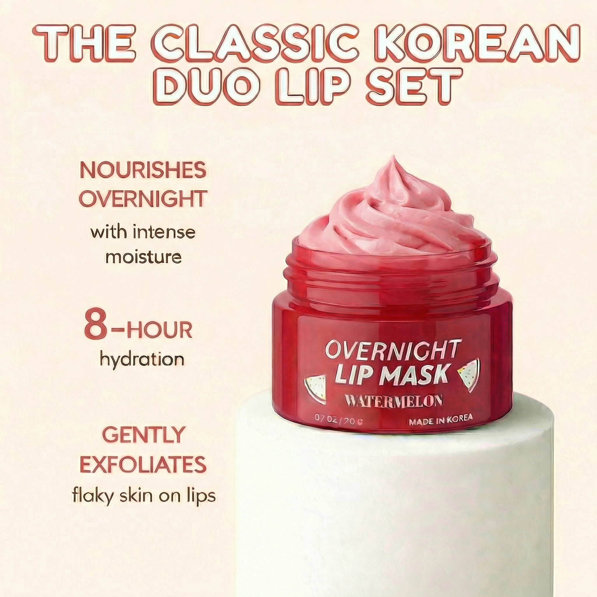 Lovery Korean Skincare Lip Care Duo Set - Mango Vanilla Exfoliating Lip Scrub & Watermelon Overnight Lip Mask
