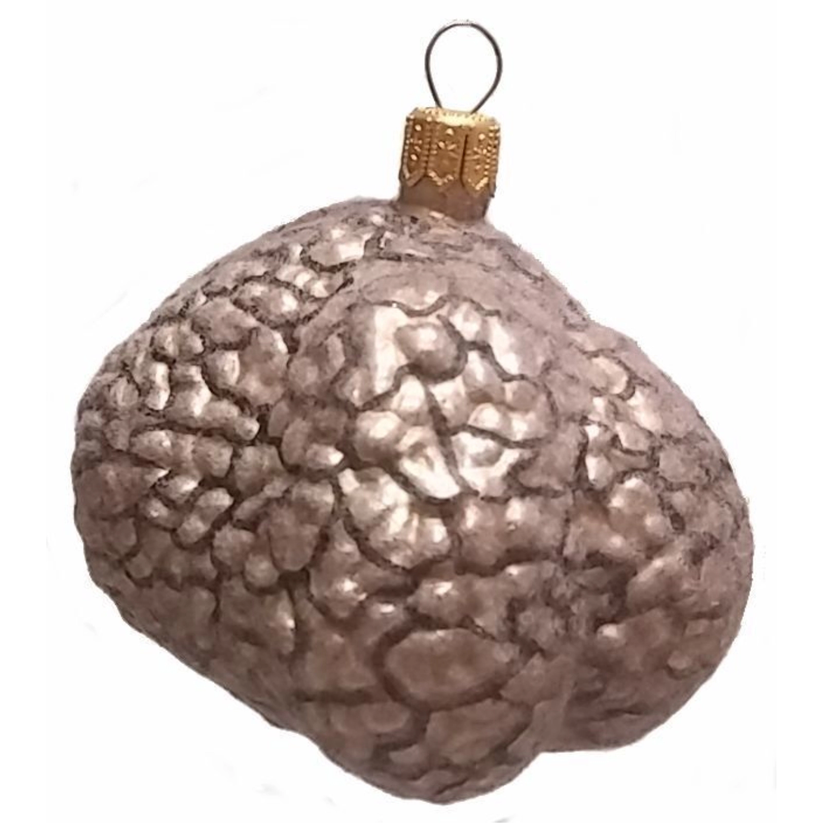 Pinnacle Peak Trading Company Fuzzy White Truffle Food Polish Glass Christmas Ornament Set of 2 Decoration